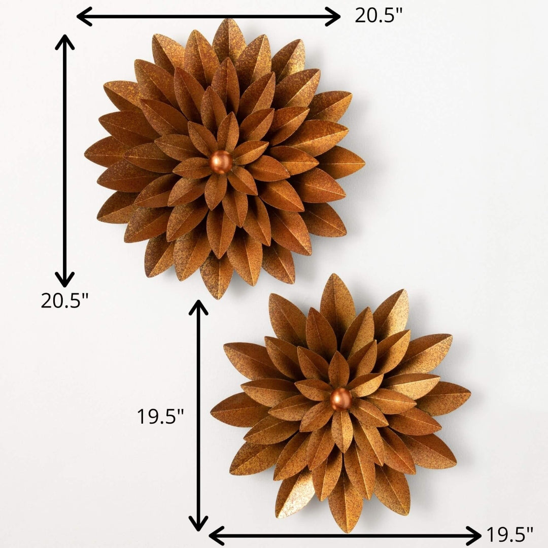 Copper Flower Wall Decor Duo