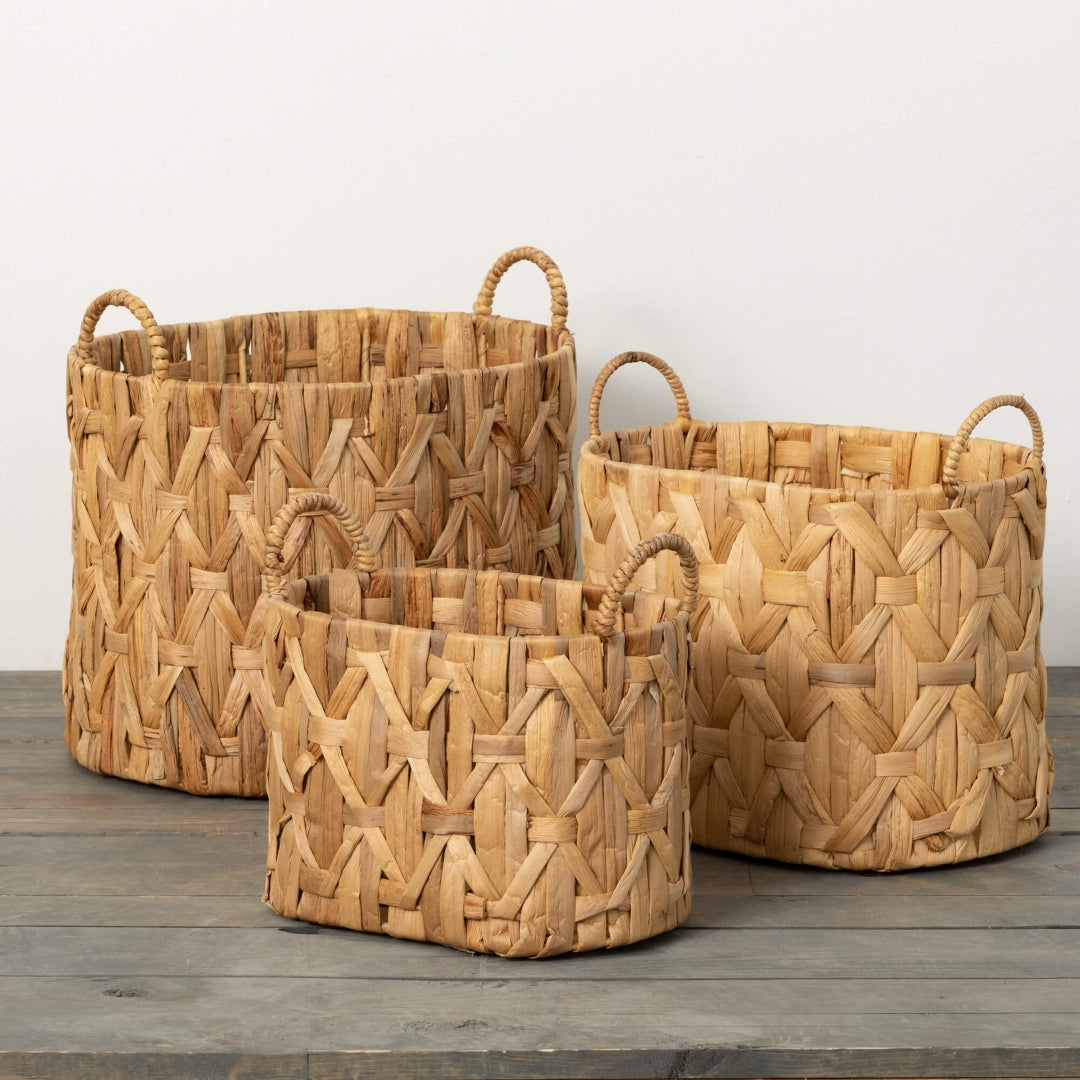 Natural Classic Braided Wicker Basket Set of 3