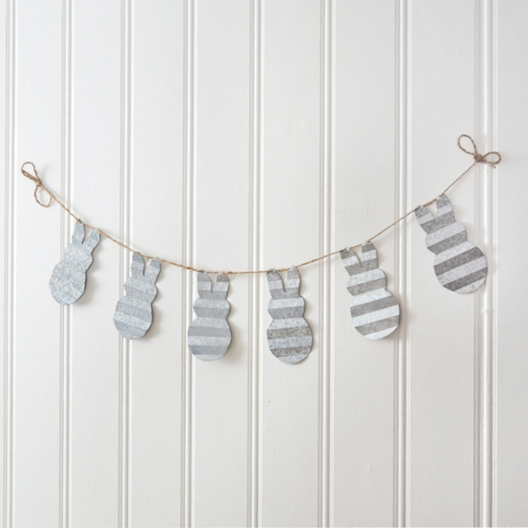 Spring Collection Corrugated Metal Bunny Garland