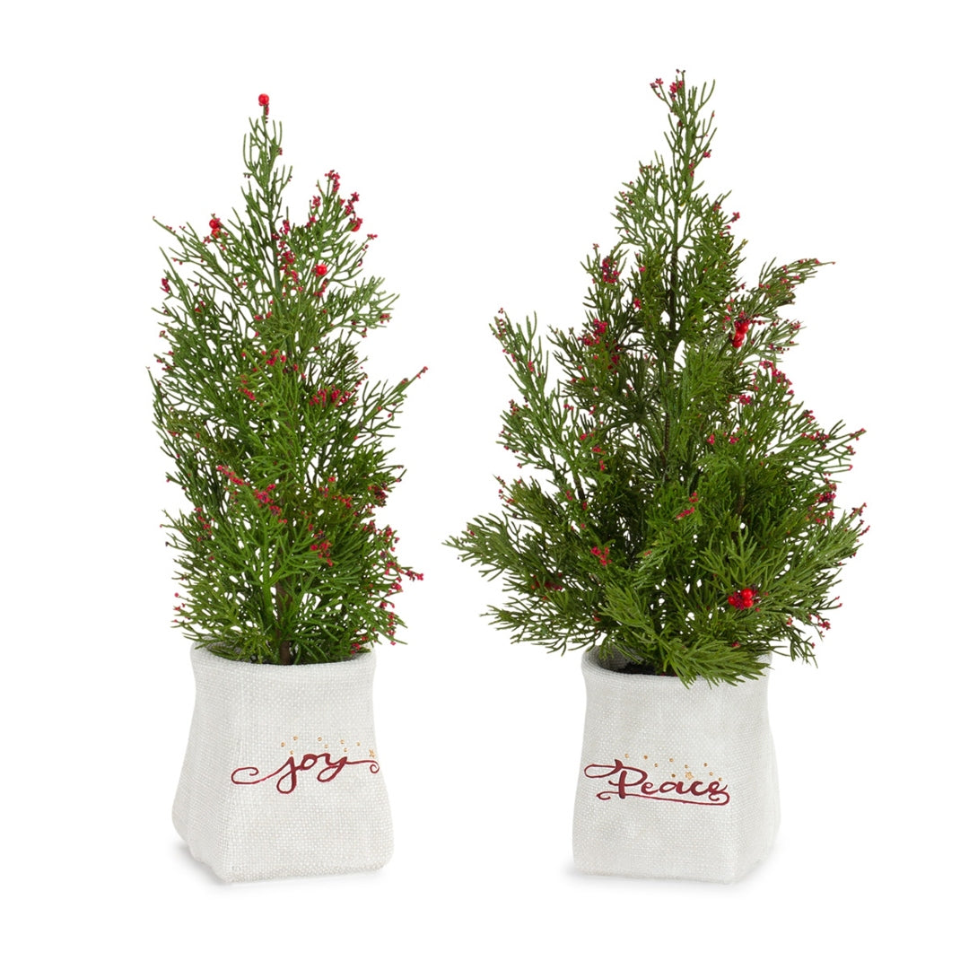 Joy and Peace Potted Tree, Set of 2