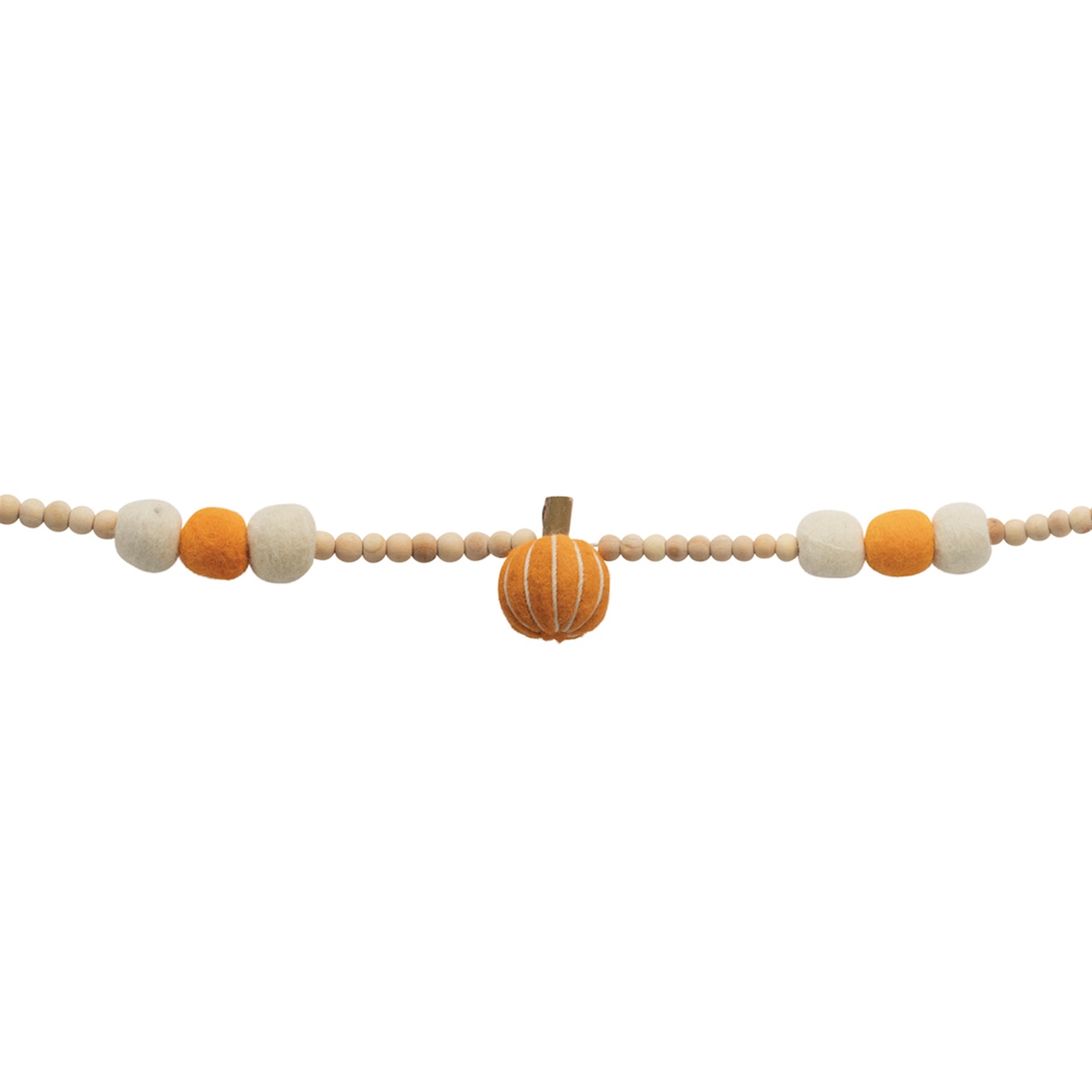 Beaded Wood and Felt Pumpkin Garland (Set of 2)