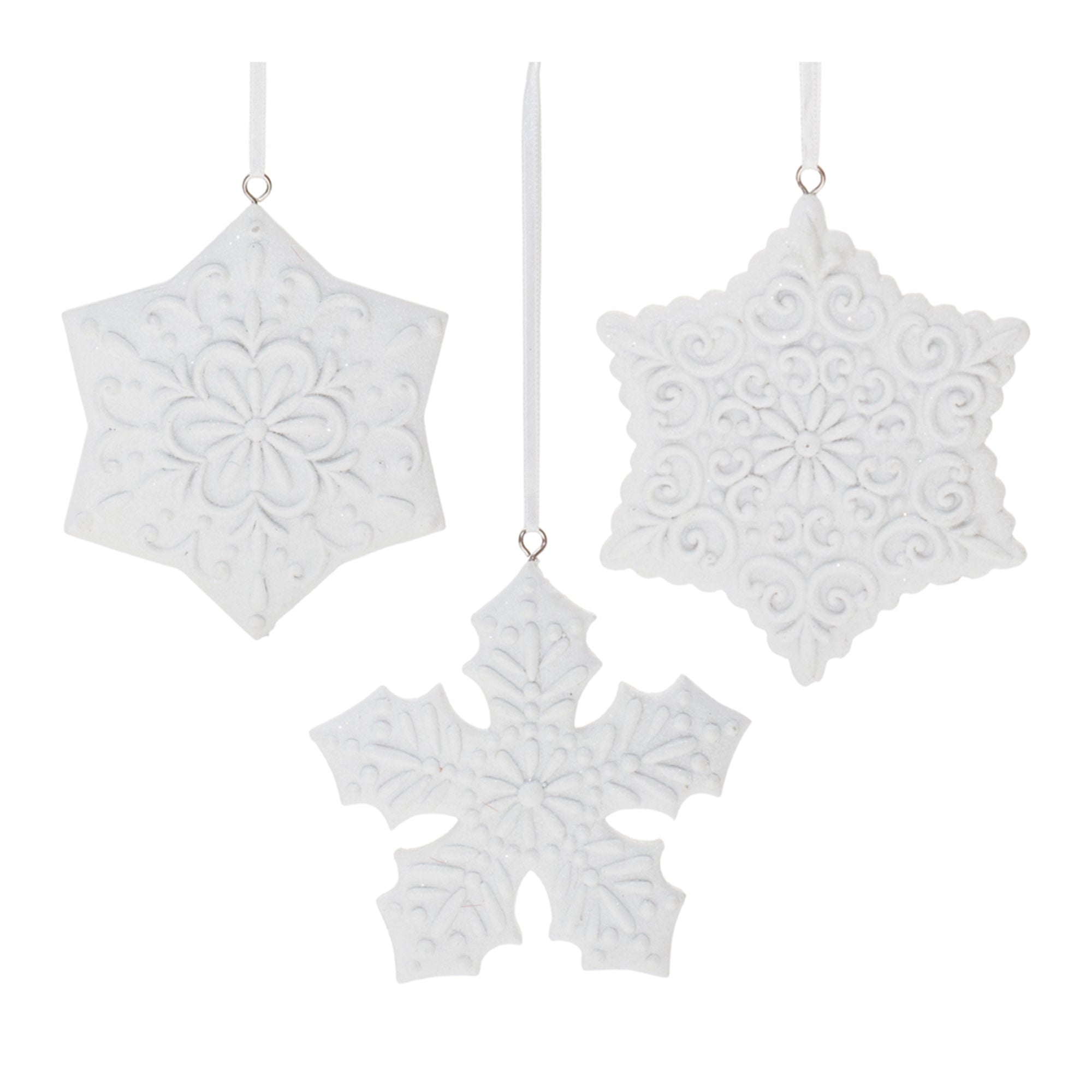 Ornate White Snowflake Ornament (Set of 12)