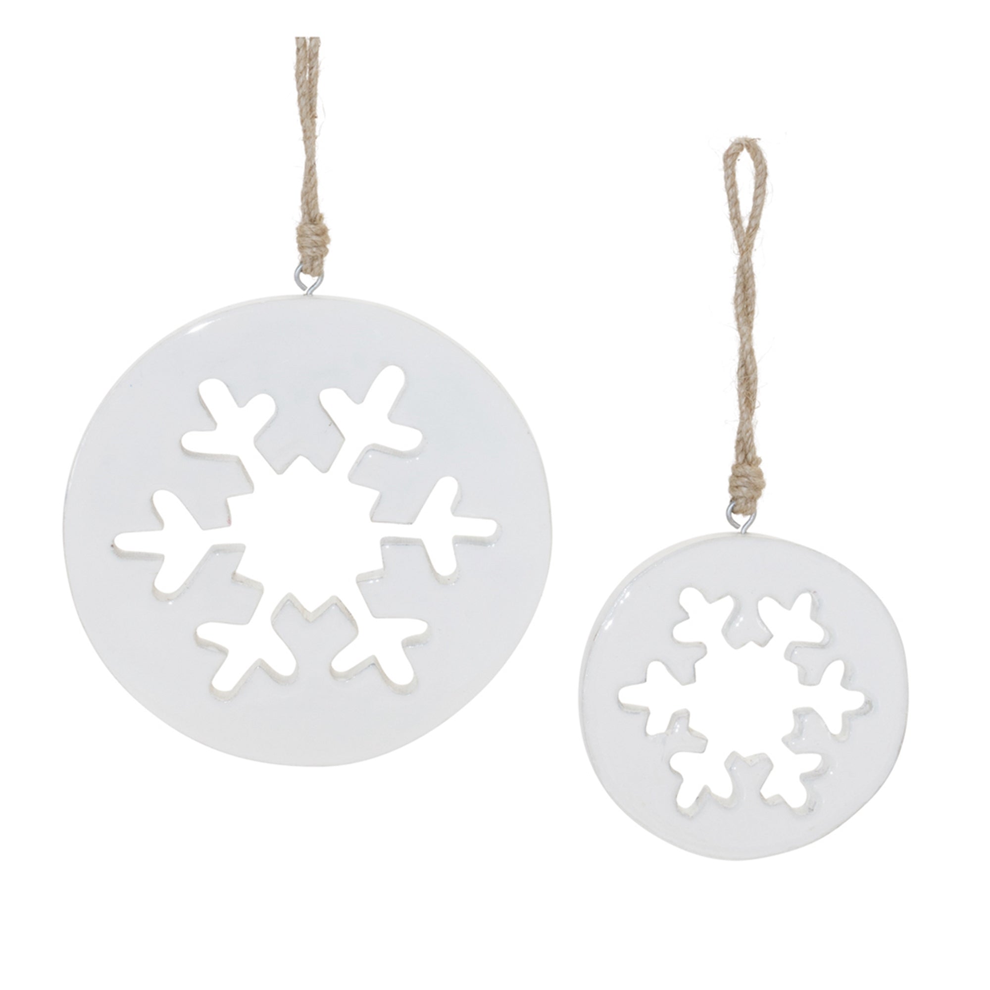 White Wood Snowflake Cut-Out Ornament (Set of 12)