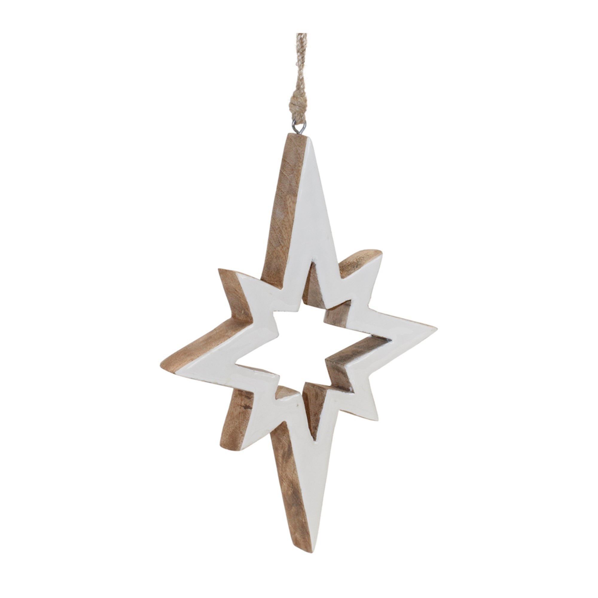 Wood Star Cut-Out Ornament (Set of 4)