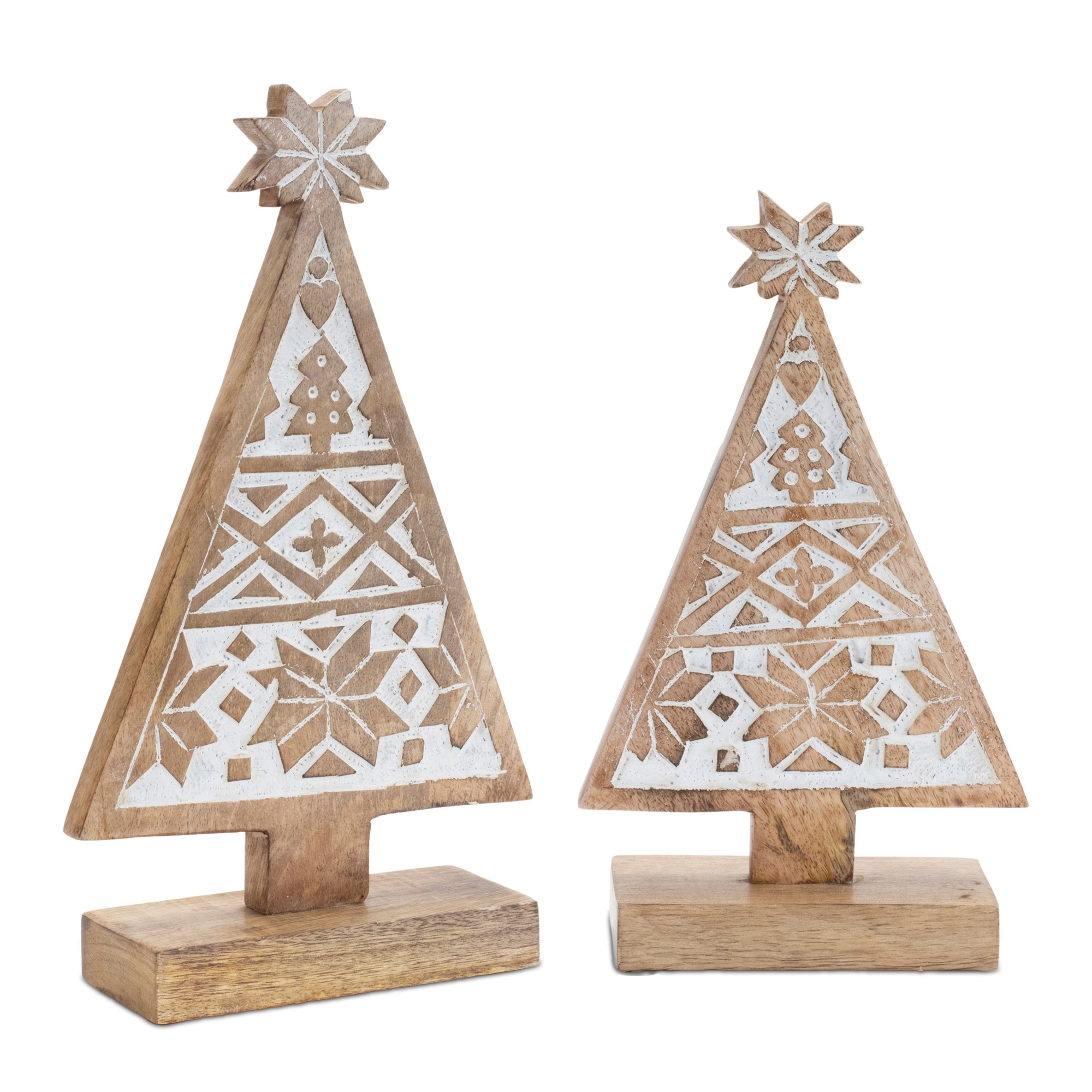 Natural Mango Wood Nordic Pine Tree (Set of 2)