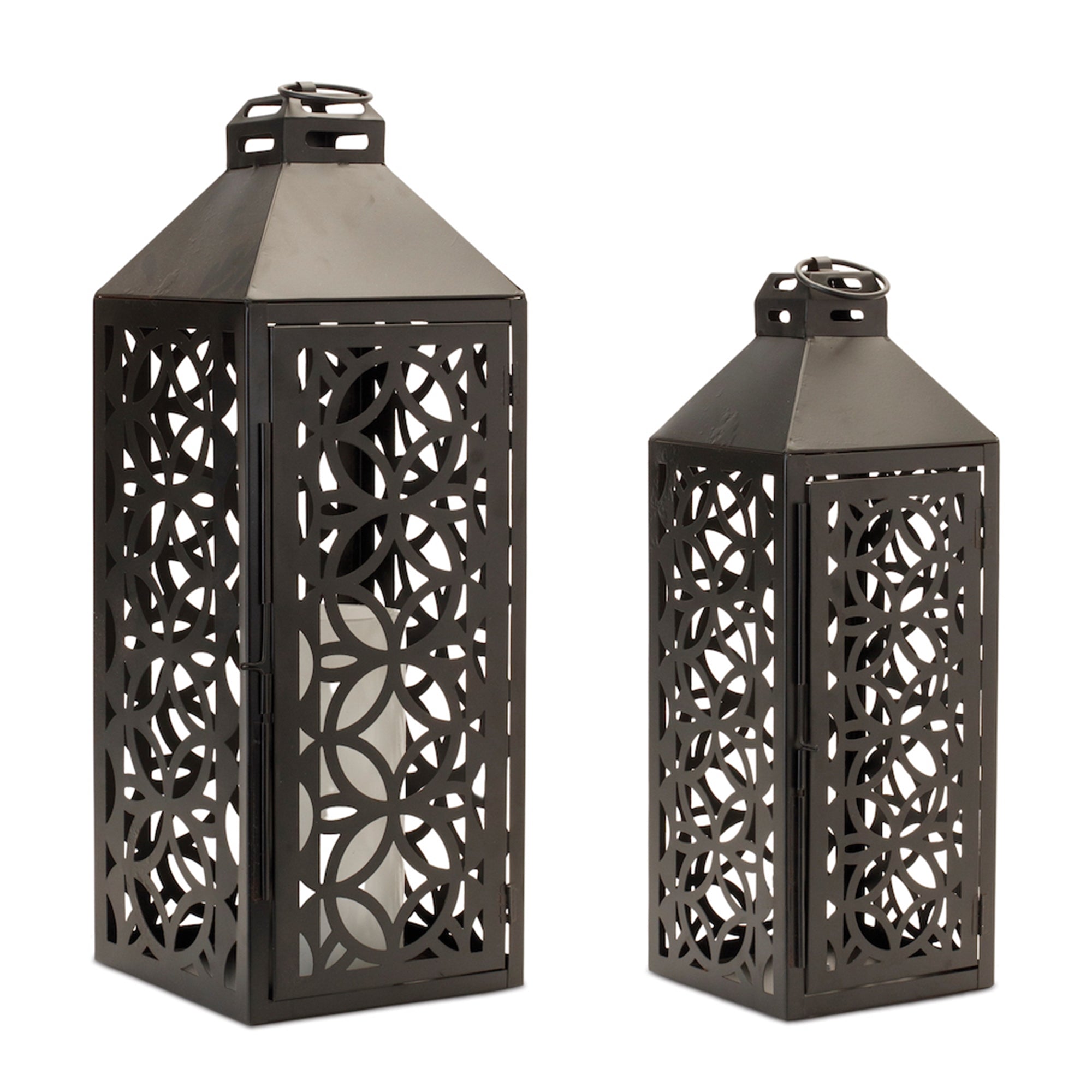 Ornate Geometric Metal Lantern (Set of 2)