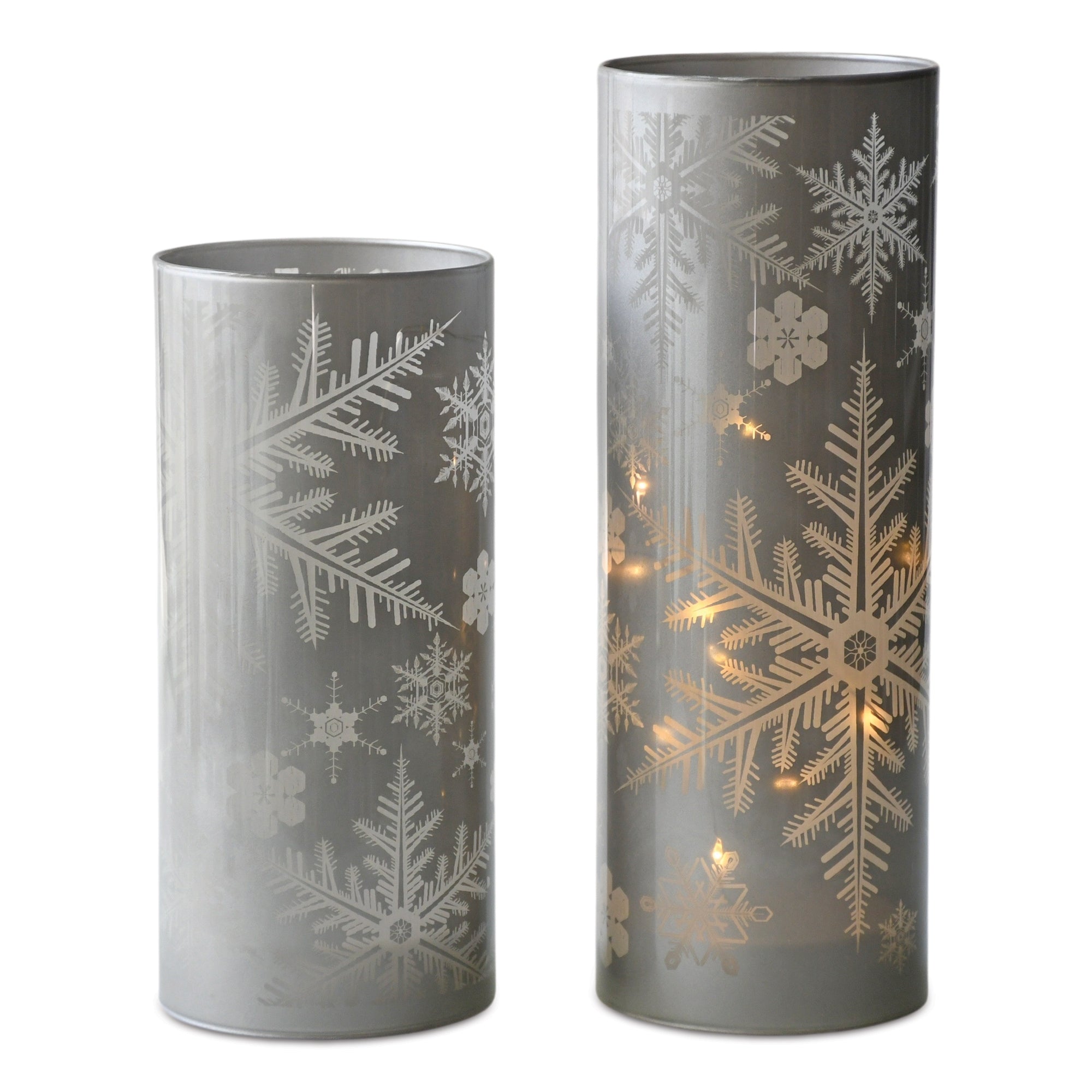 Frosted Snowflake Glass Candle Holder (Set of 2)