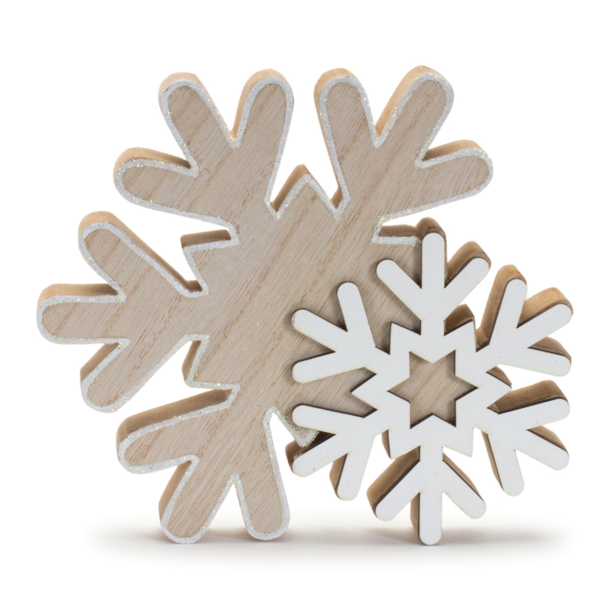 Glittered Wood Snowflake (Set of 4)