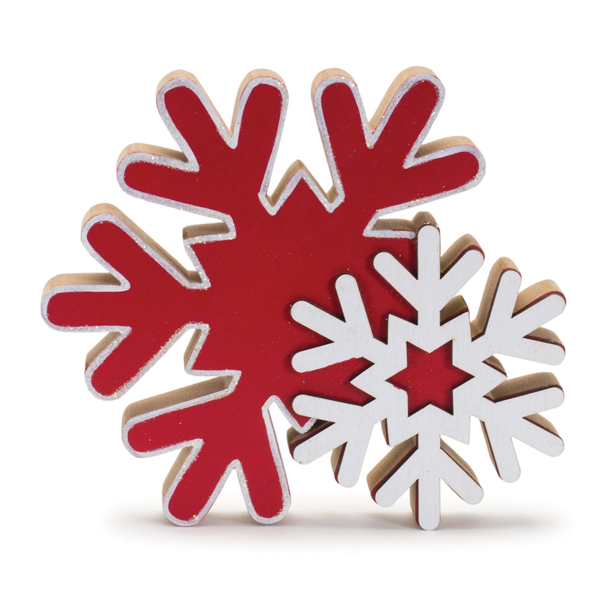 Glittered Wood Snowflake (Set of 4)