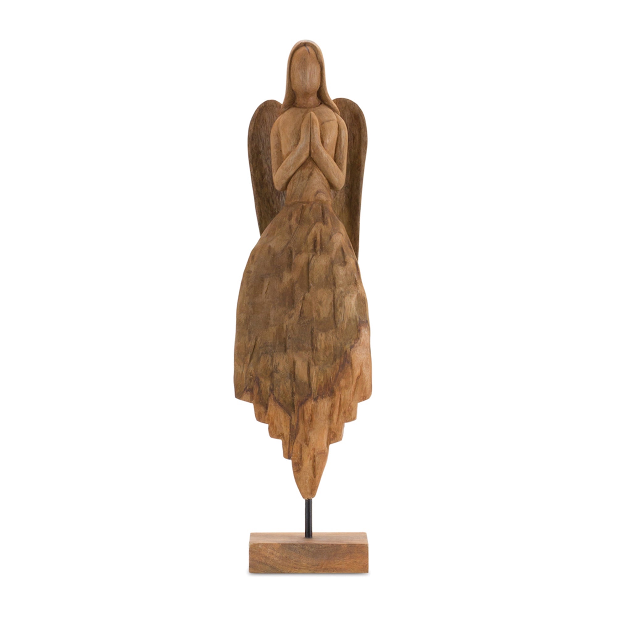 Carved Mango Wood Angel with Stand 22.5"H