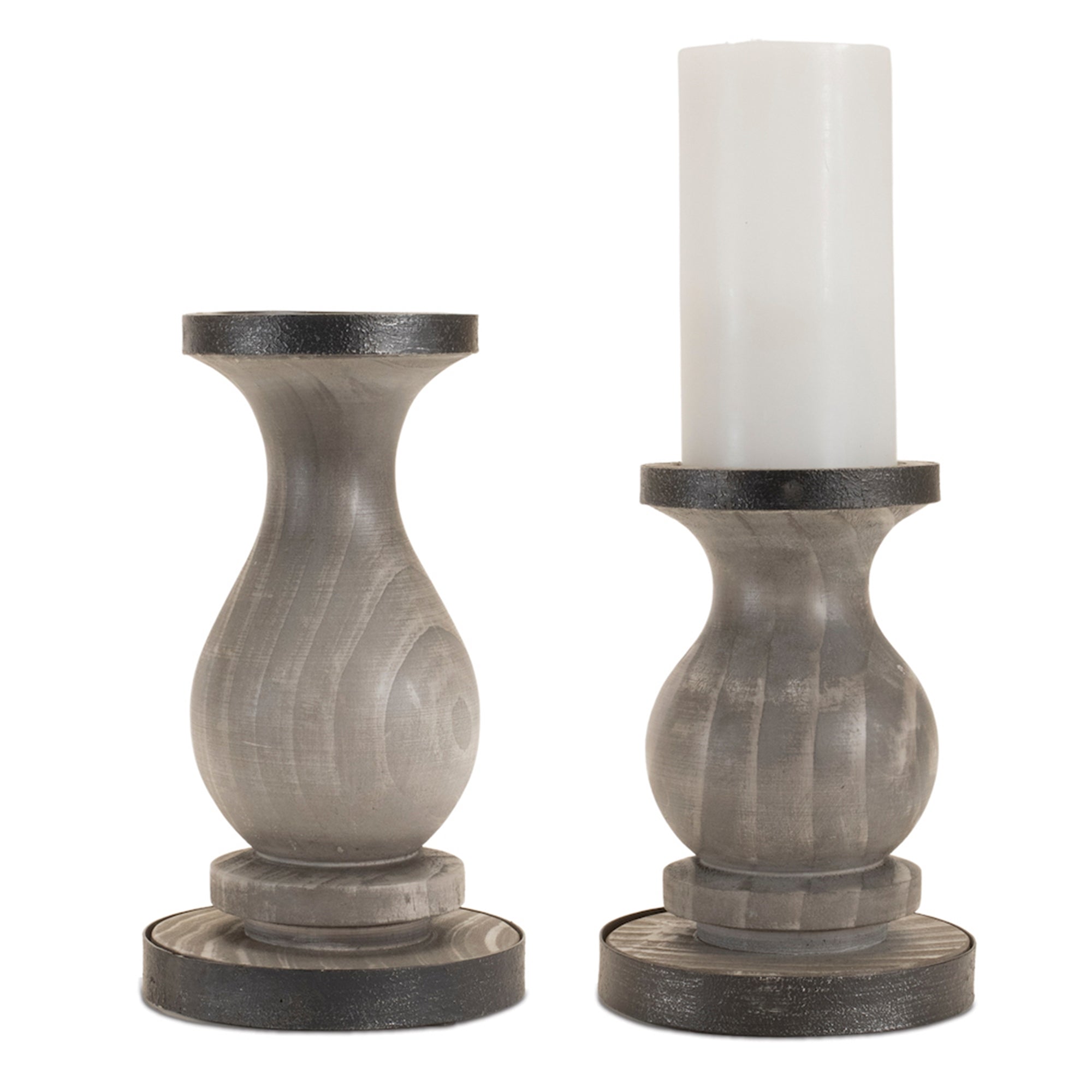 Fir Wood Candle Holder (Set of 2)