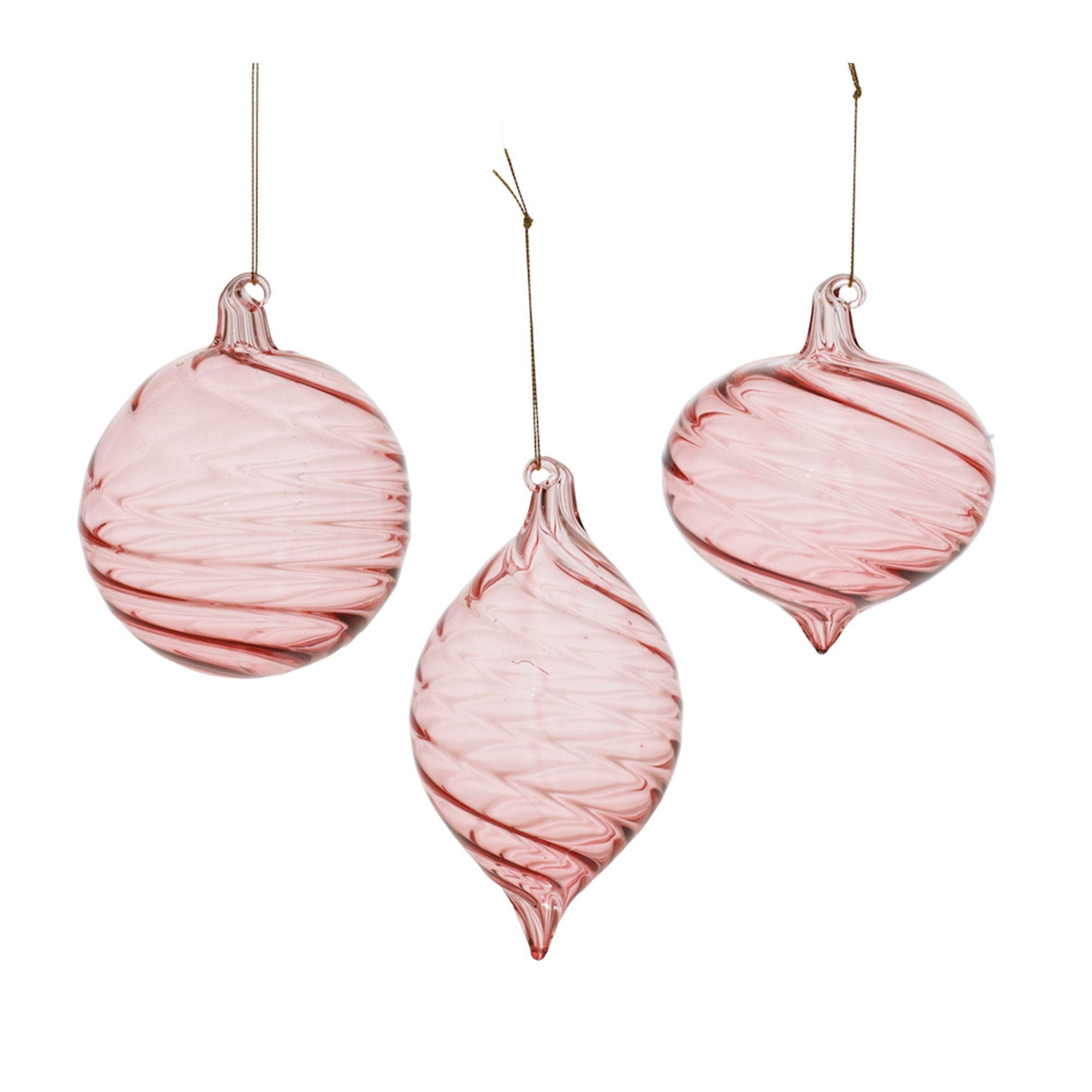 Pink Swirled Glass Ornament (Set of 6)