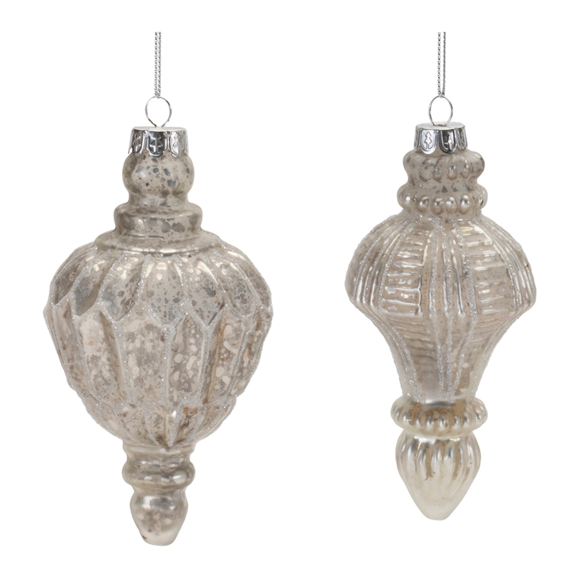 Distressed Mercury Glass Drop Ornament (Set of 6)