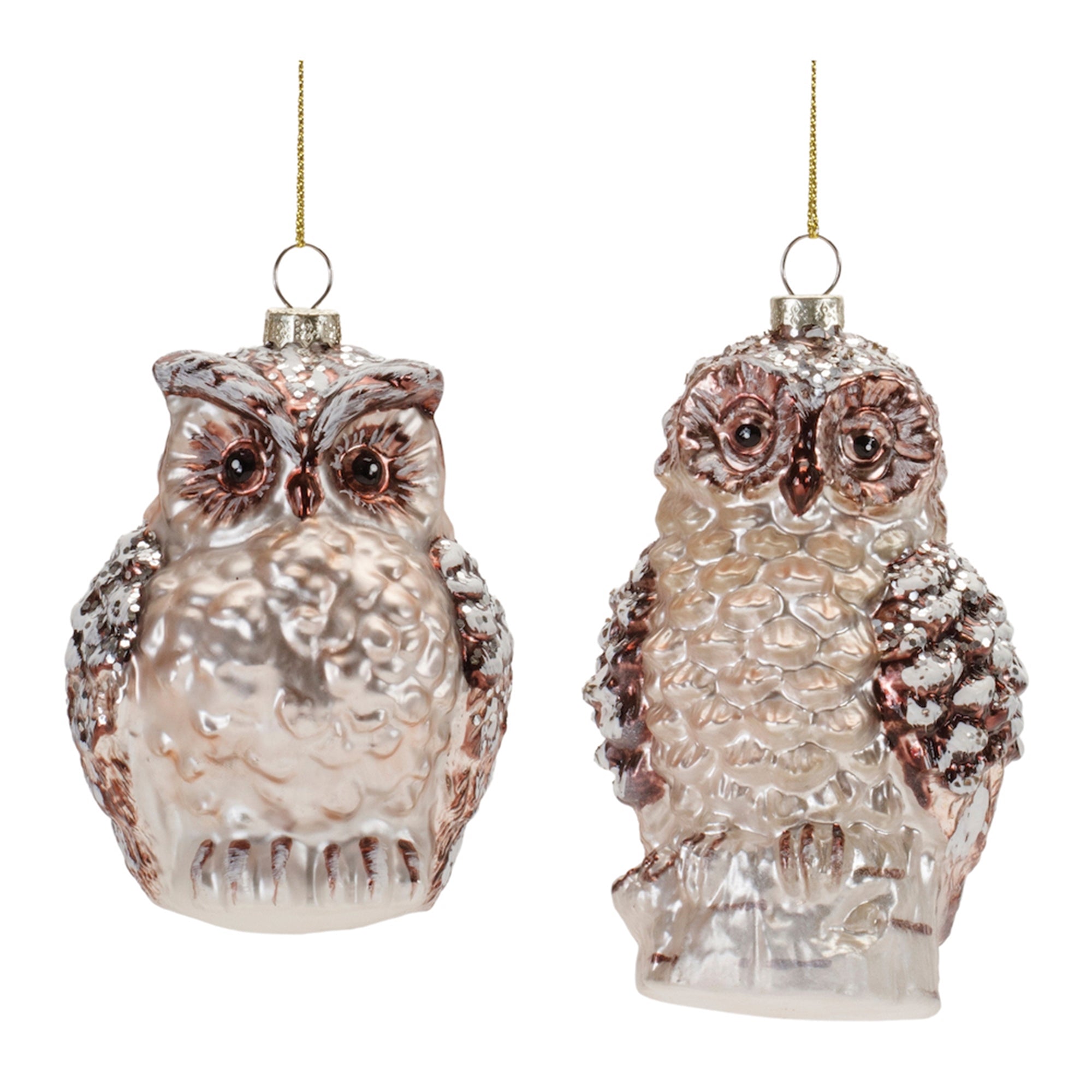 Frosted Glass Owl Ornament (Set of 12)