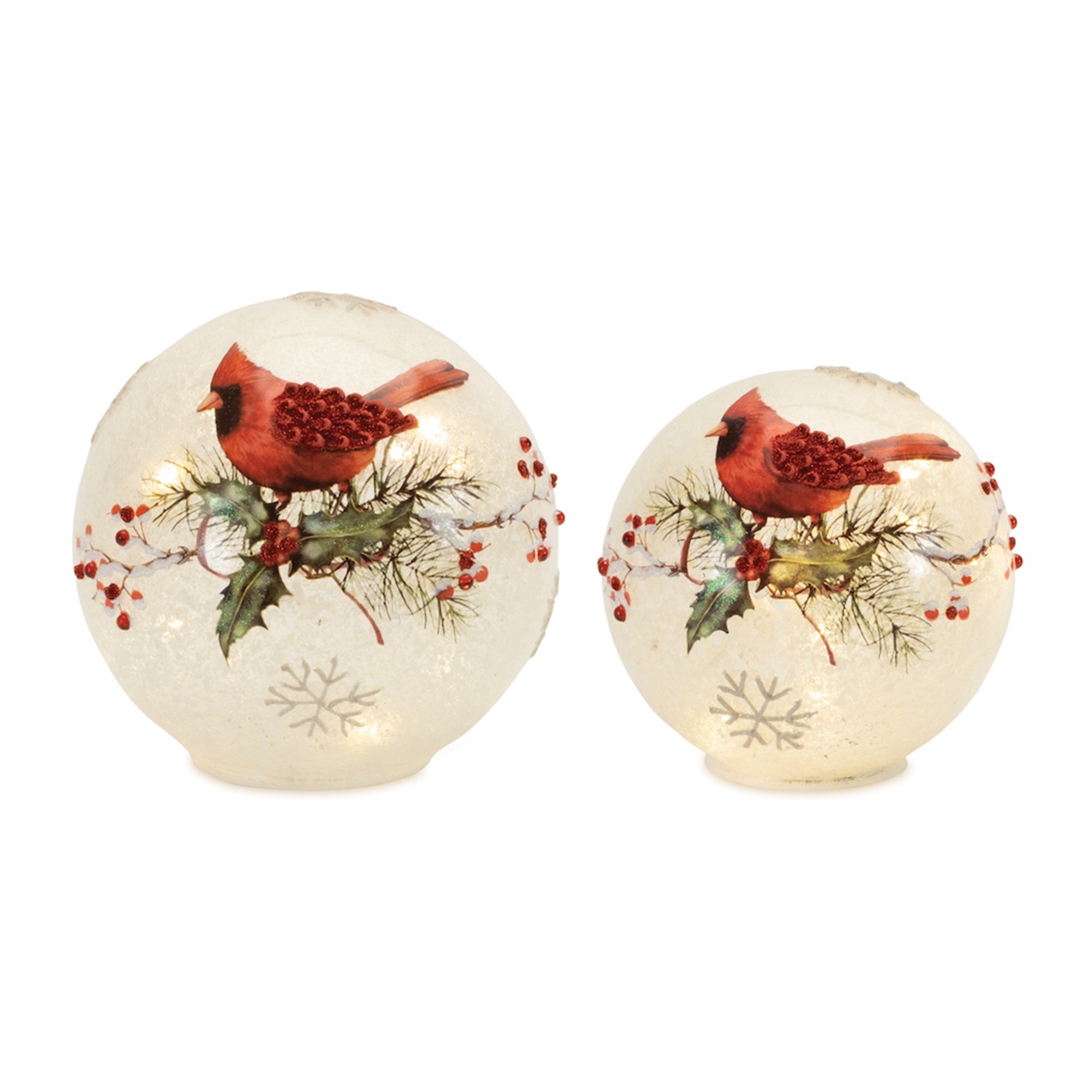 LED Frosted Cardinal Berry Globe (Set of 2)