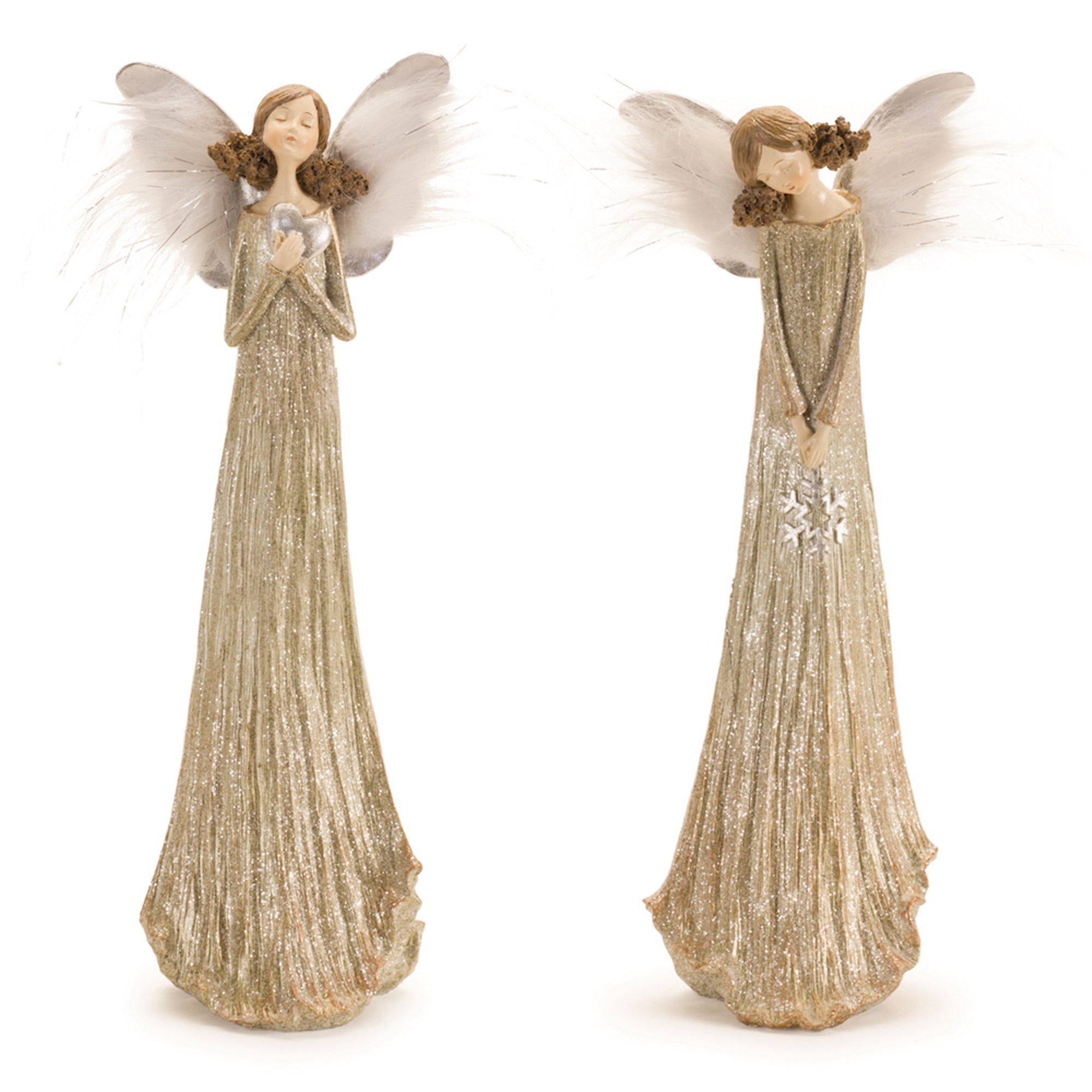 Glittered Angel with Feather Wings (Set of 2)