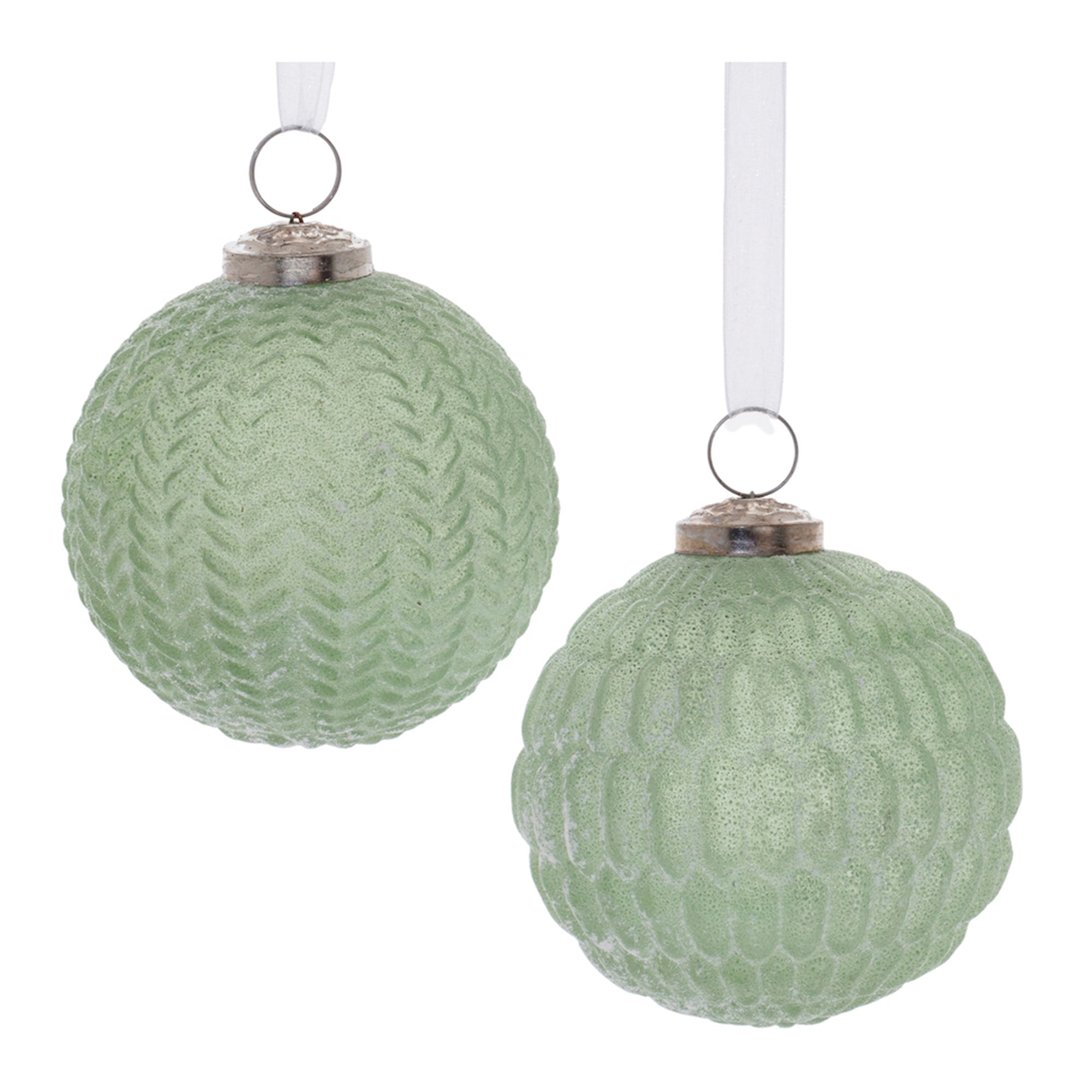 Green Frosted Glass Ornament (Set of 4)