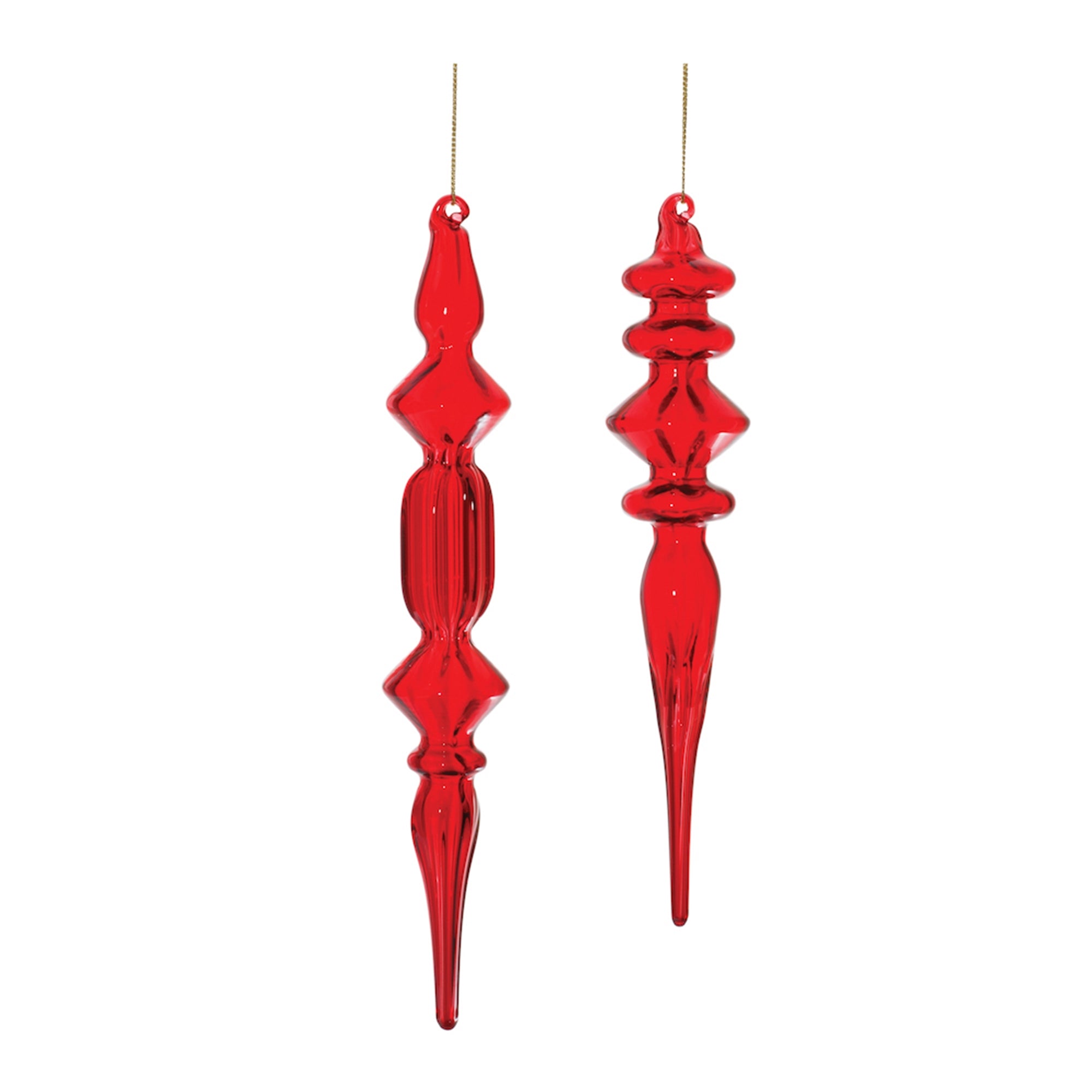 Red Glass Finial Drop Ornament (Set of 12)