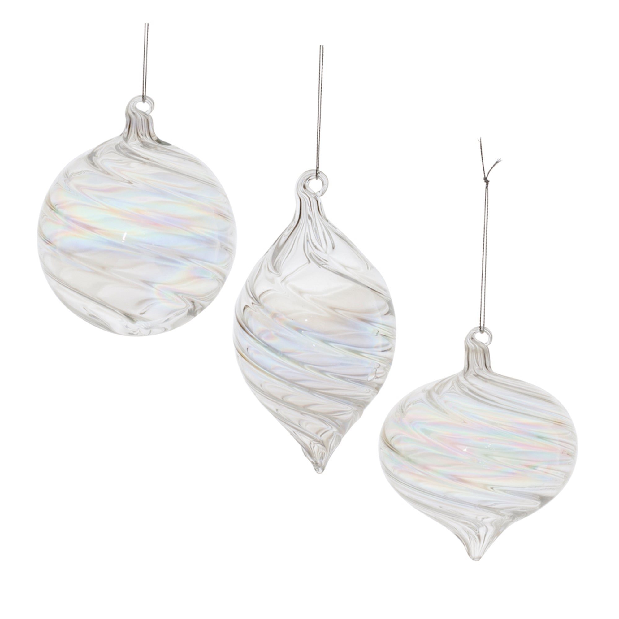 Iridescent Swirl Glass Ornament (Set of 6)