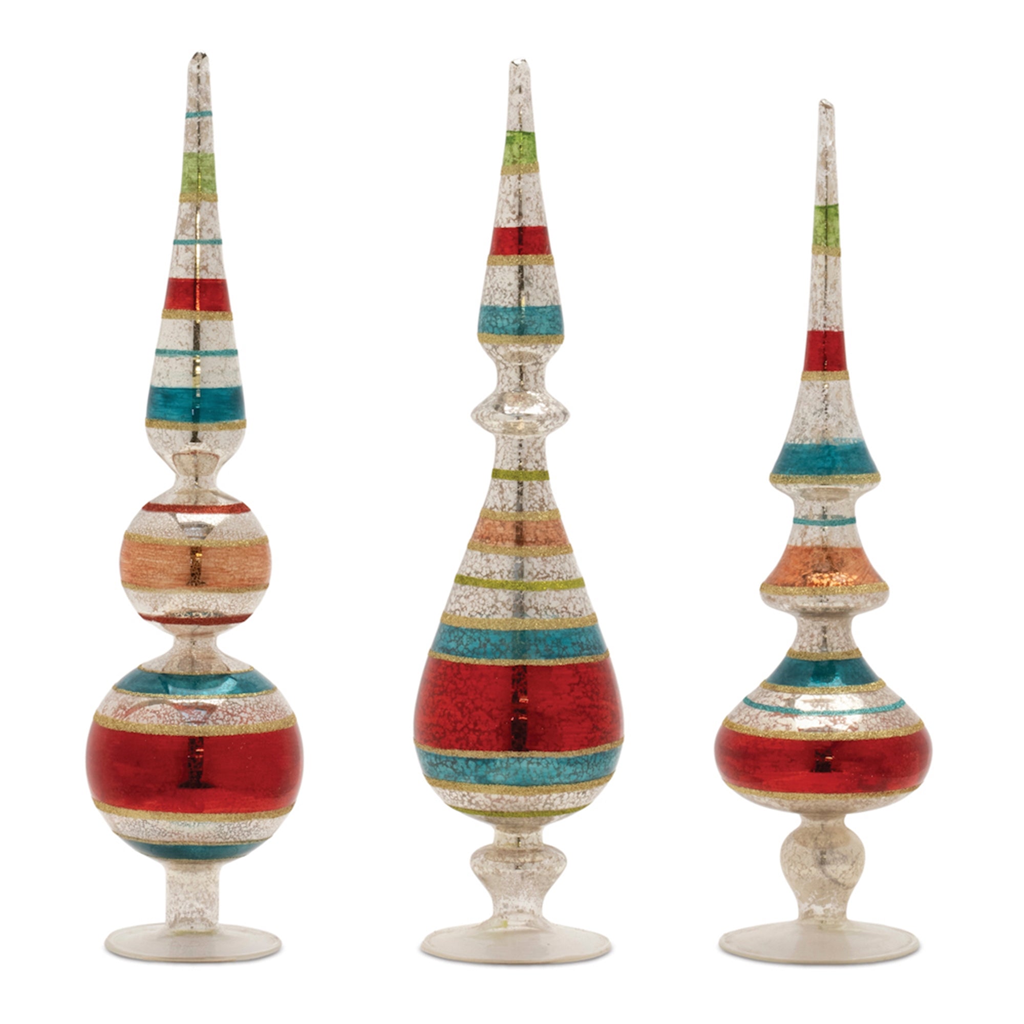 Multicolor Striped Glass Finial (Set of 3)