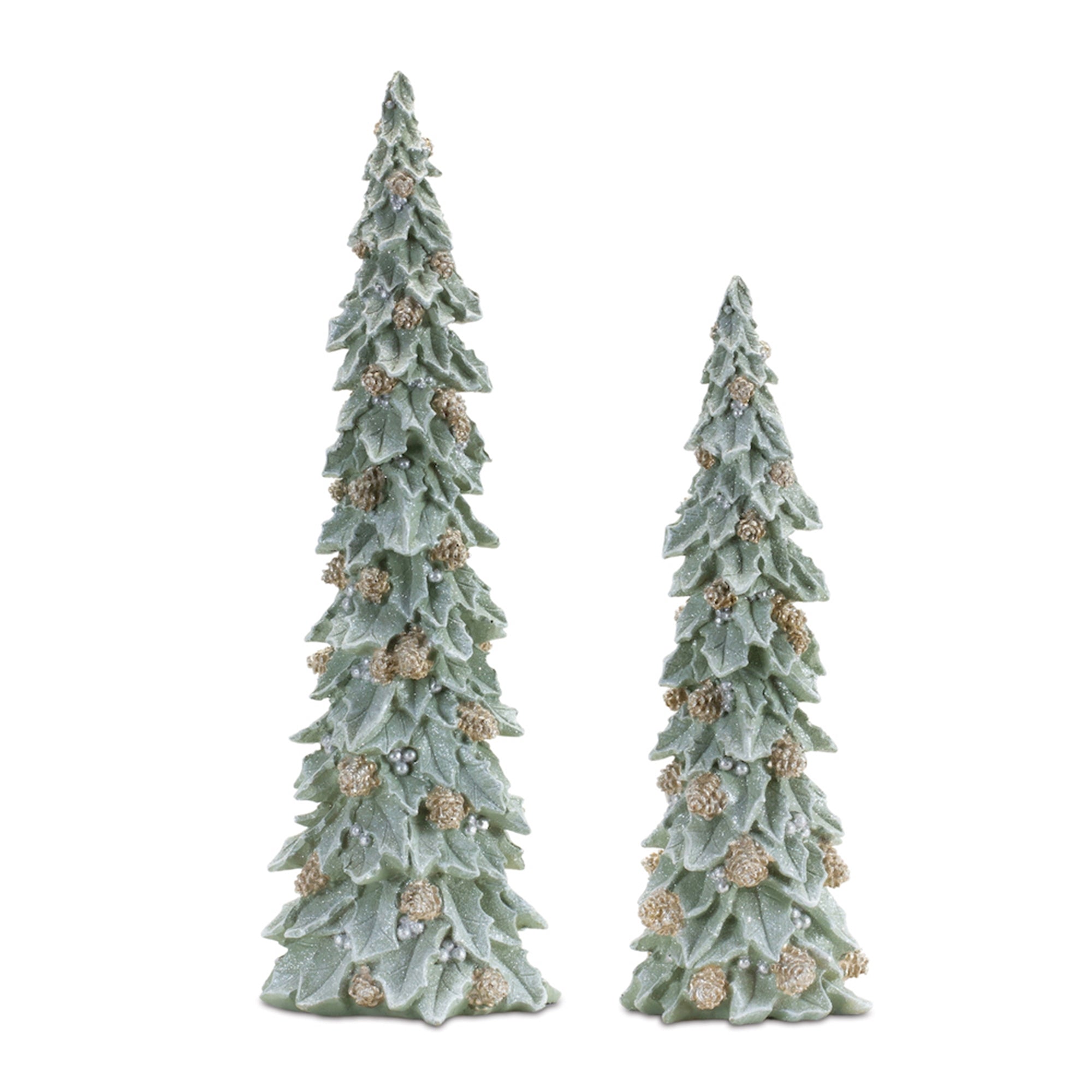 Glittered Holly Pinecone Tree (Set of 2)