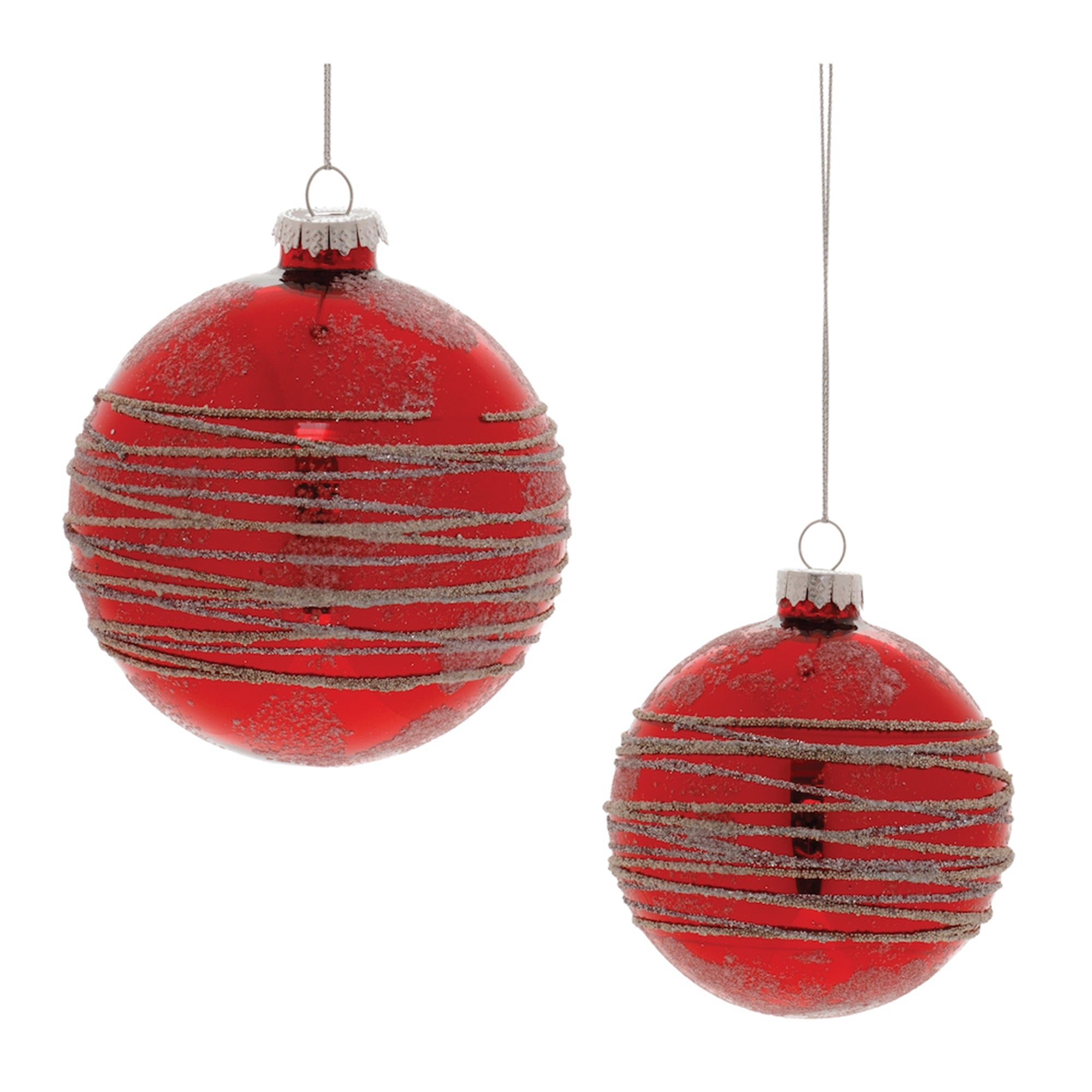 Red Glittered Glass Ball Ornament (Set of 6)