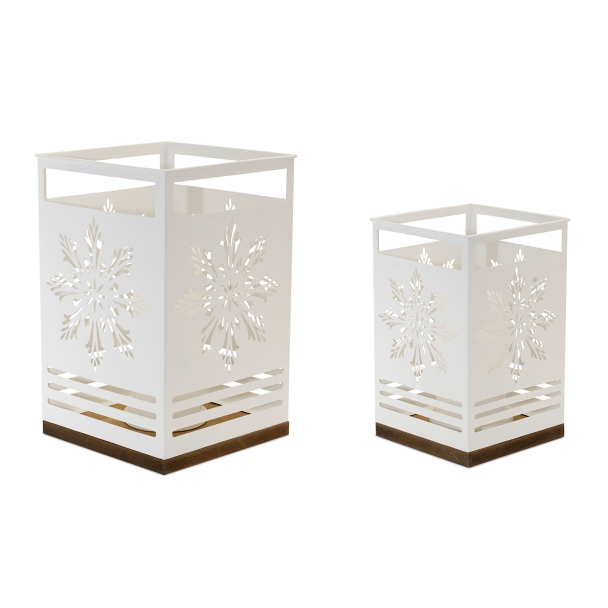 Snowflake Cut-Out Metal Candle Holder 12"H
