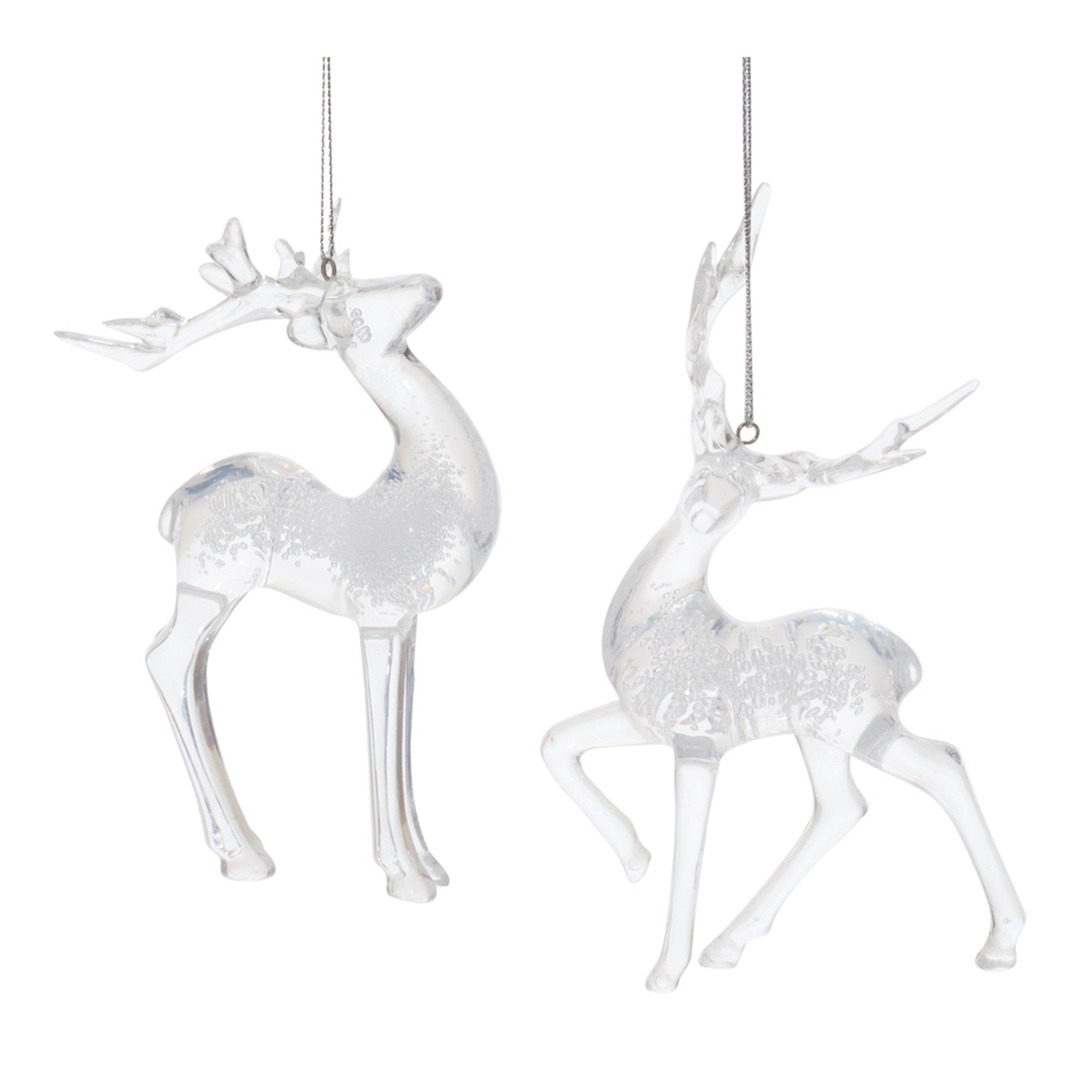 Clear Bubbled Deer Ornament (Set of 6)