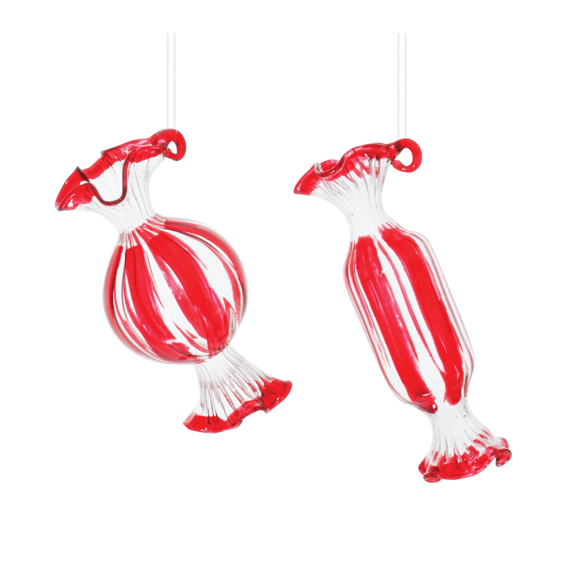 Glass Peppermint Candy Ornament (Set of 12)