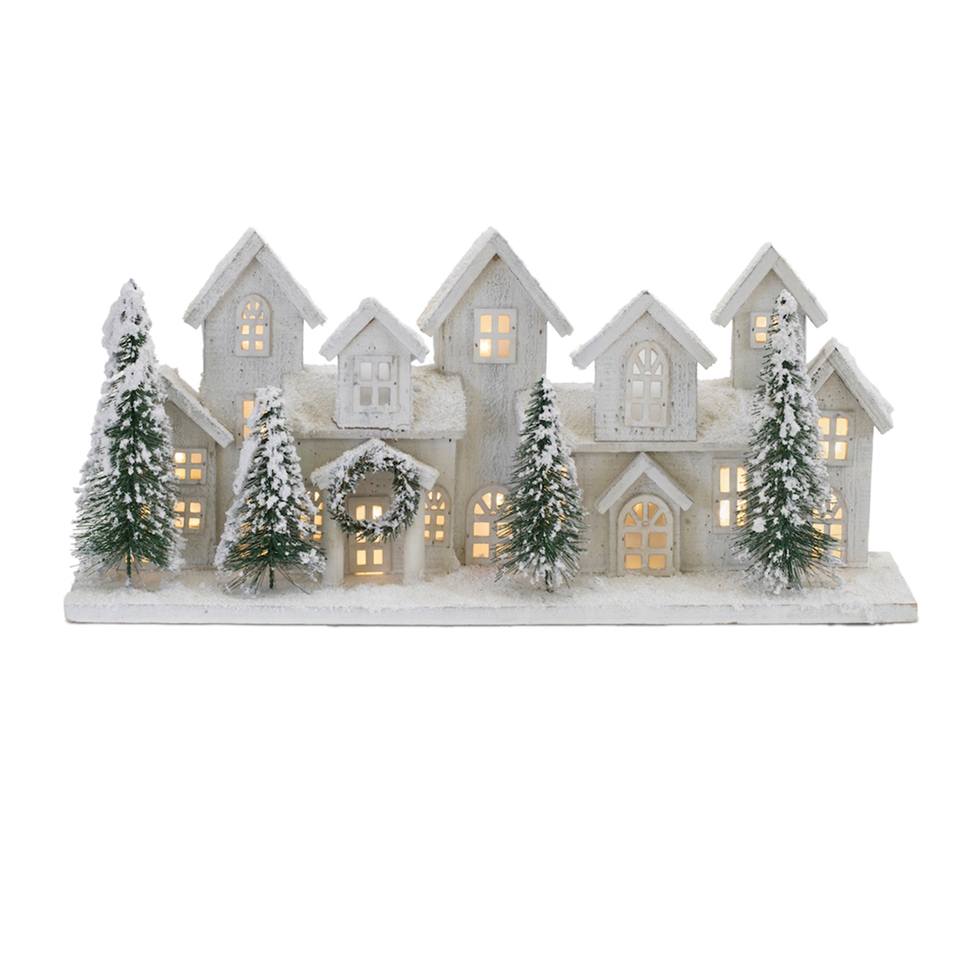 LED Flocked Winter Village Display 23"L