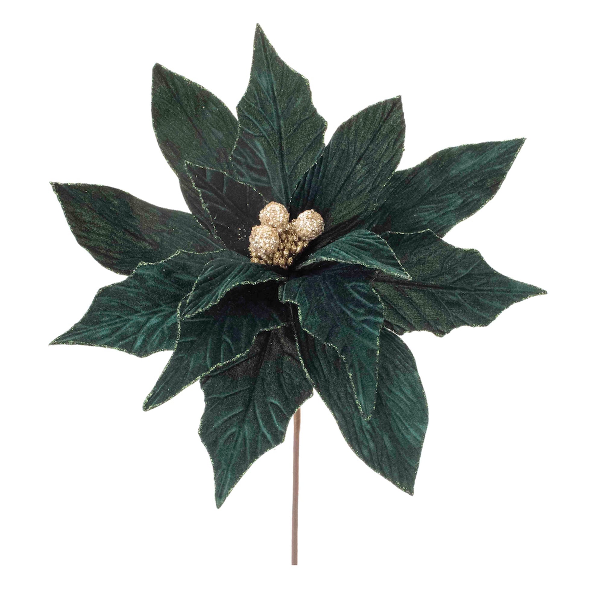 Forest Green Poinsettia Stem (Set of 2)