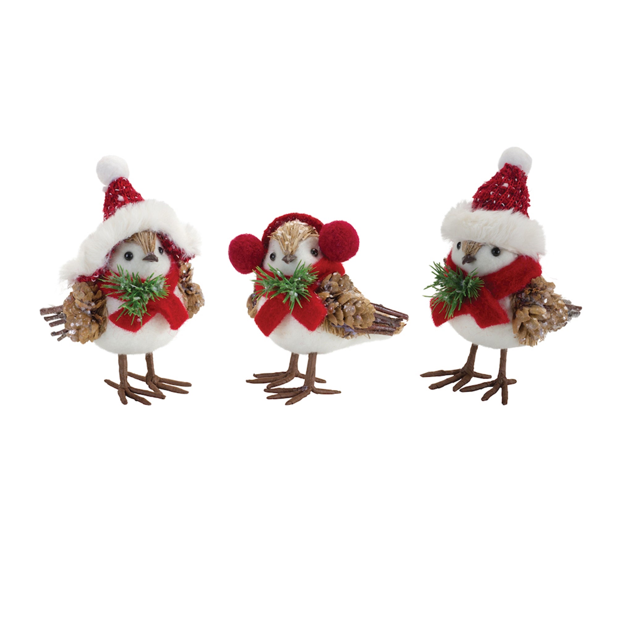 Winter Bird Shelf Sitter with Natural Accents (Set of 12)