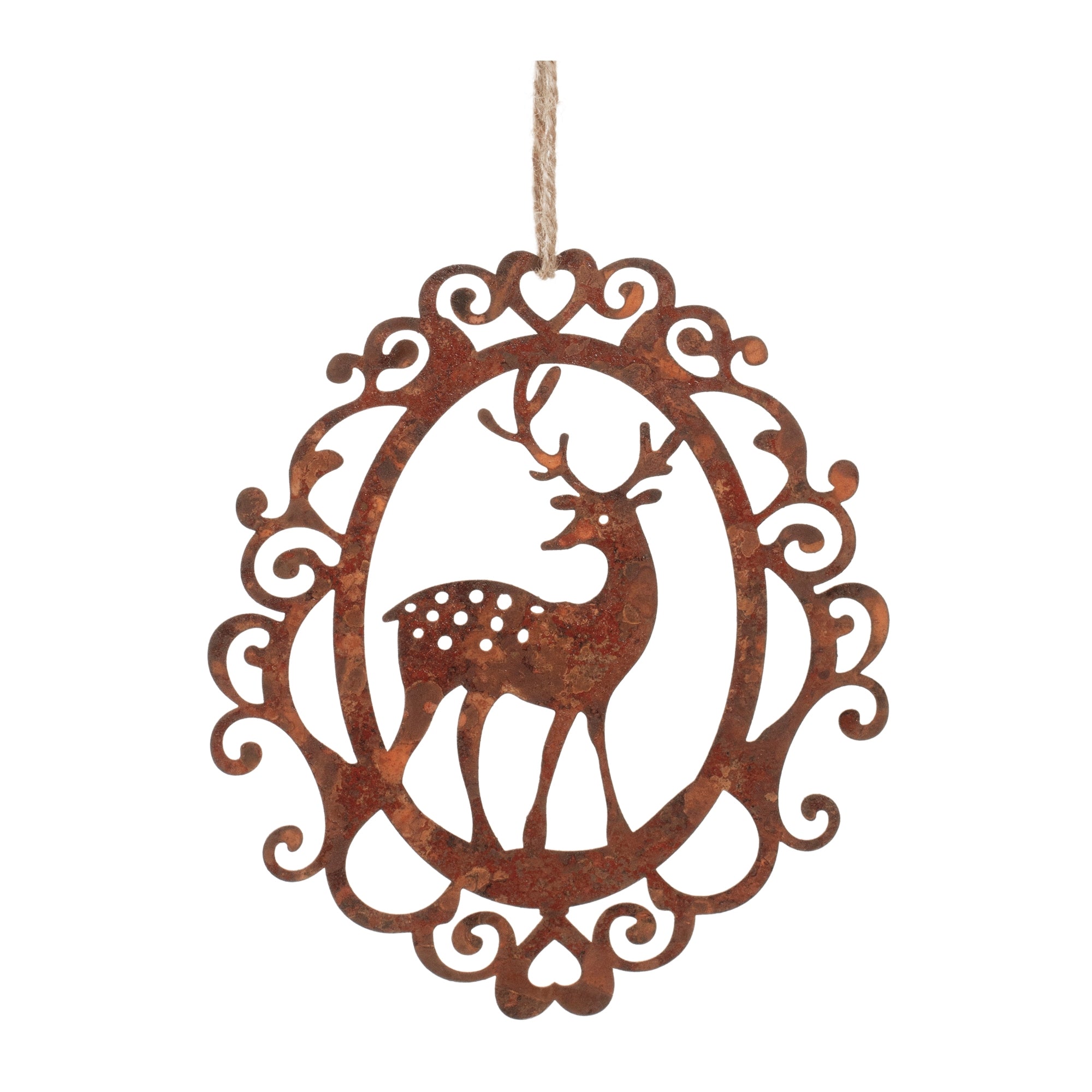 Bronze Metal Deer Cut-Out Ornament (Set of 12)