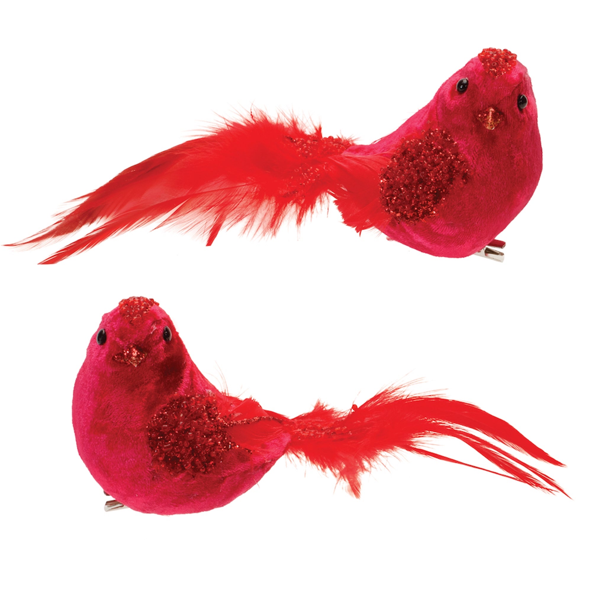 Beaded Feather Bird Clip (Set of 24)