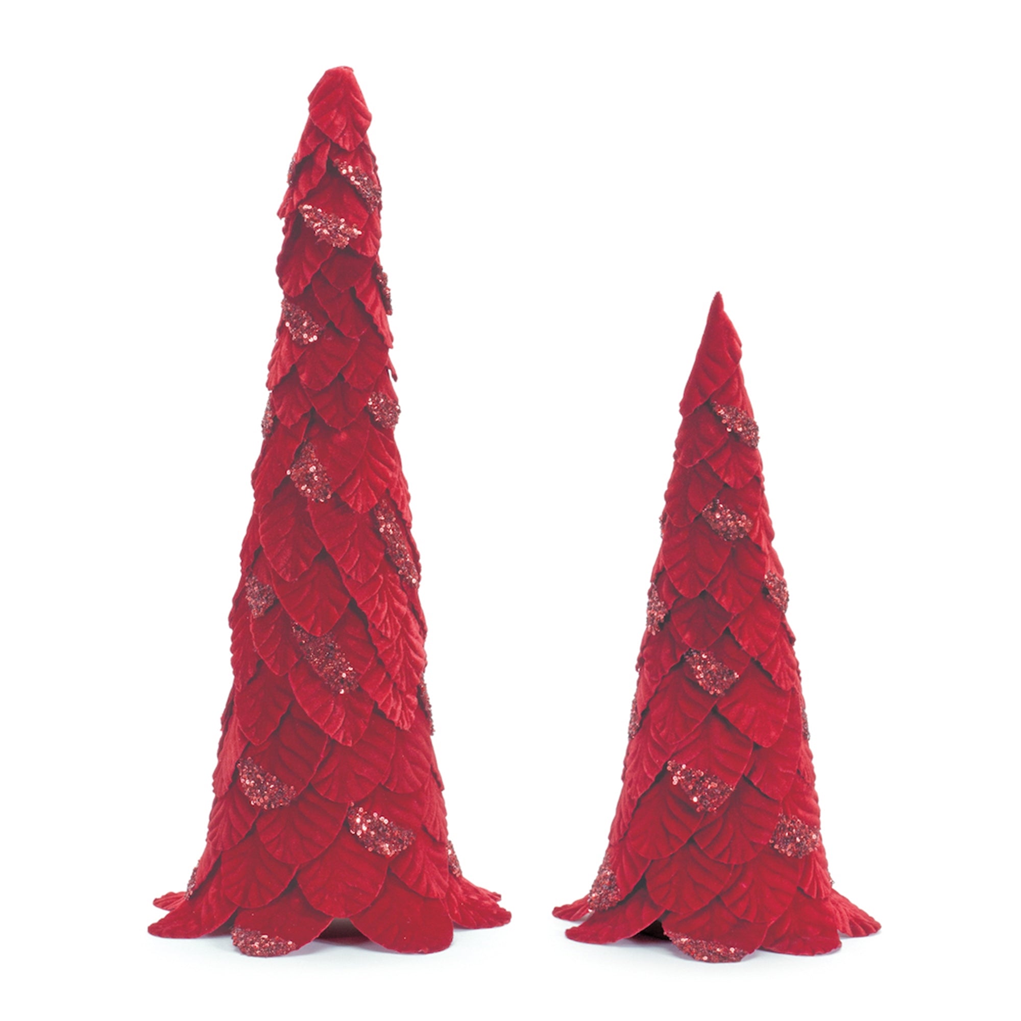 Red Beaded Leaf Pine Tree (Set of 2)