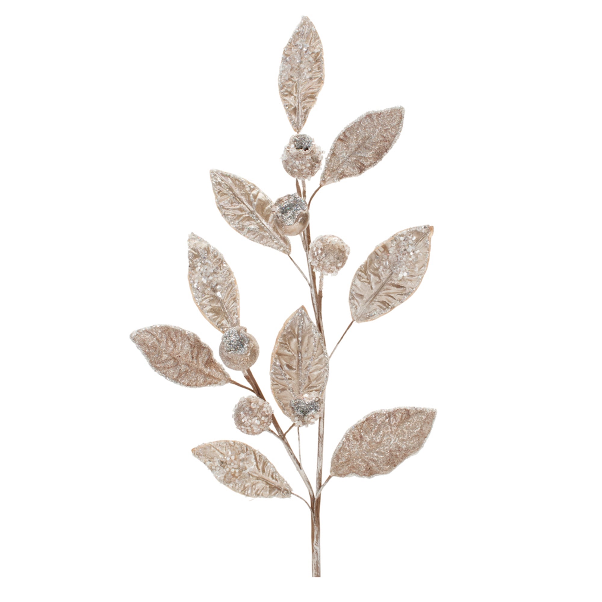 Beaded Silver Leaf Stem (Set of 2)