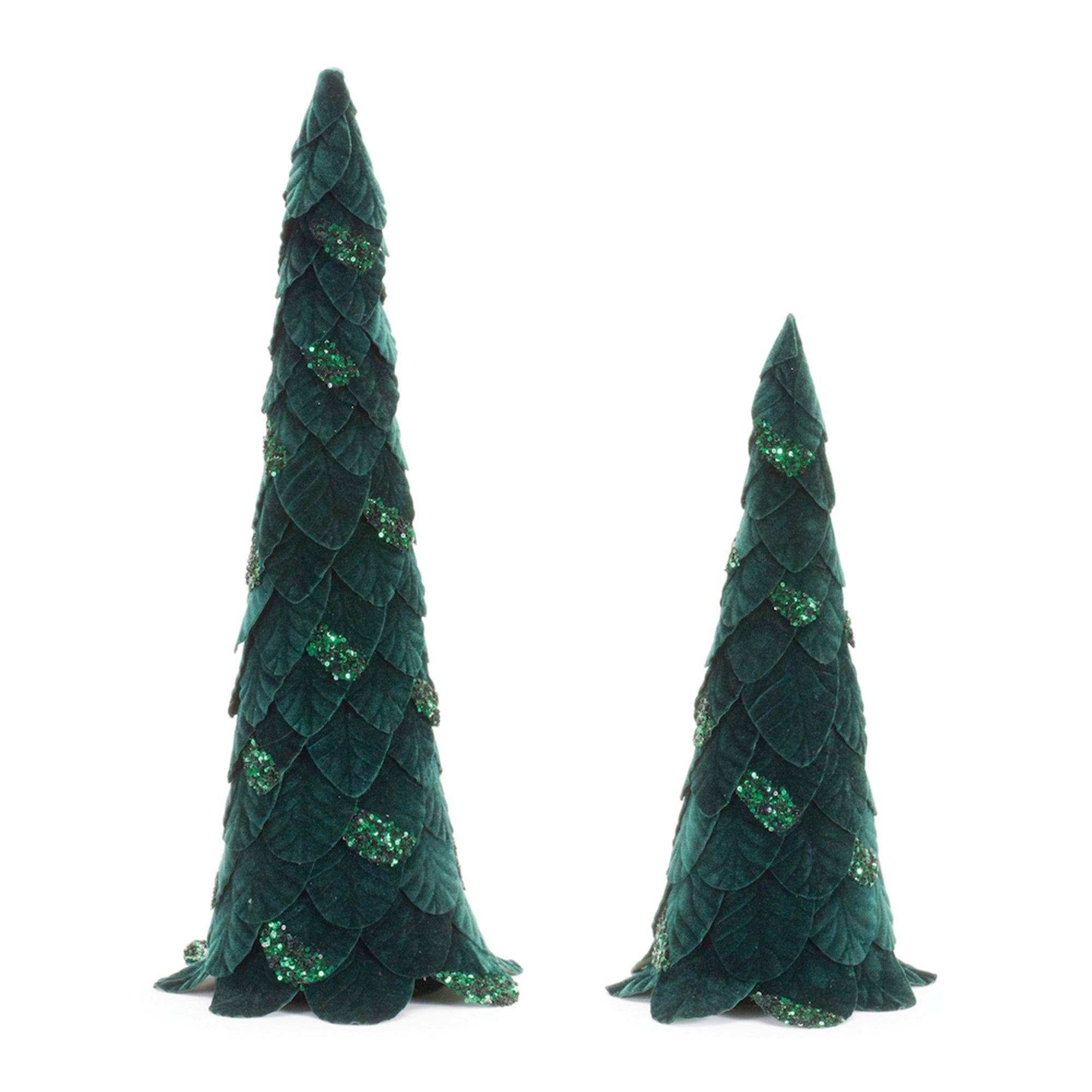 Green Beaded Leaf Pine Tree (Set of 2)