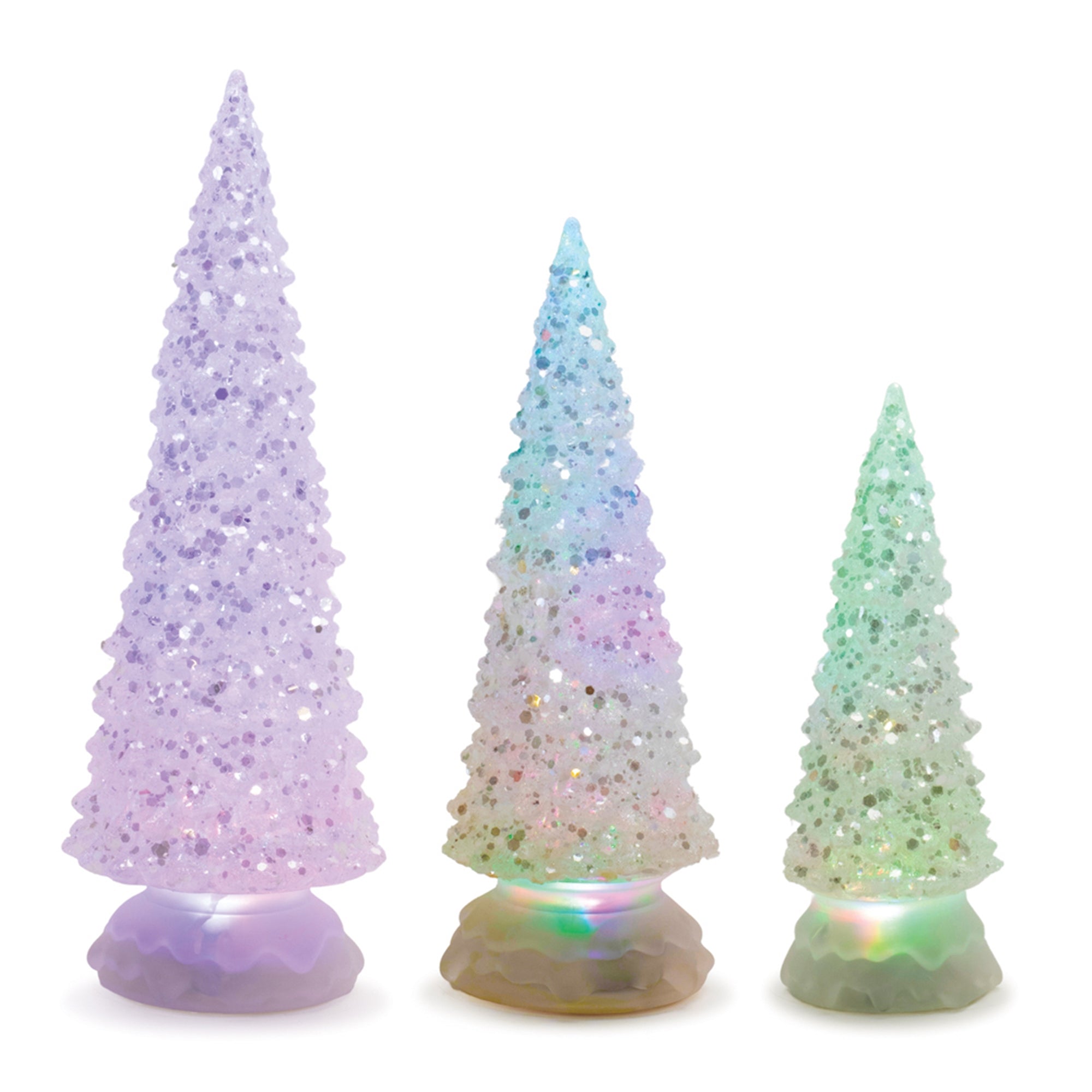 LED Multicolor Textured Glass Tree (Set of 3)