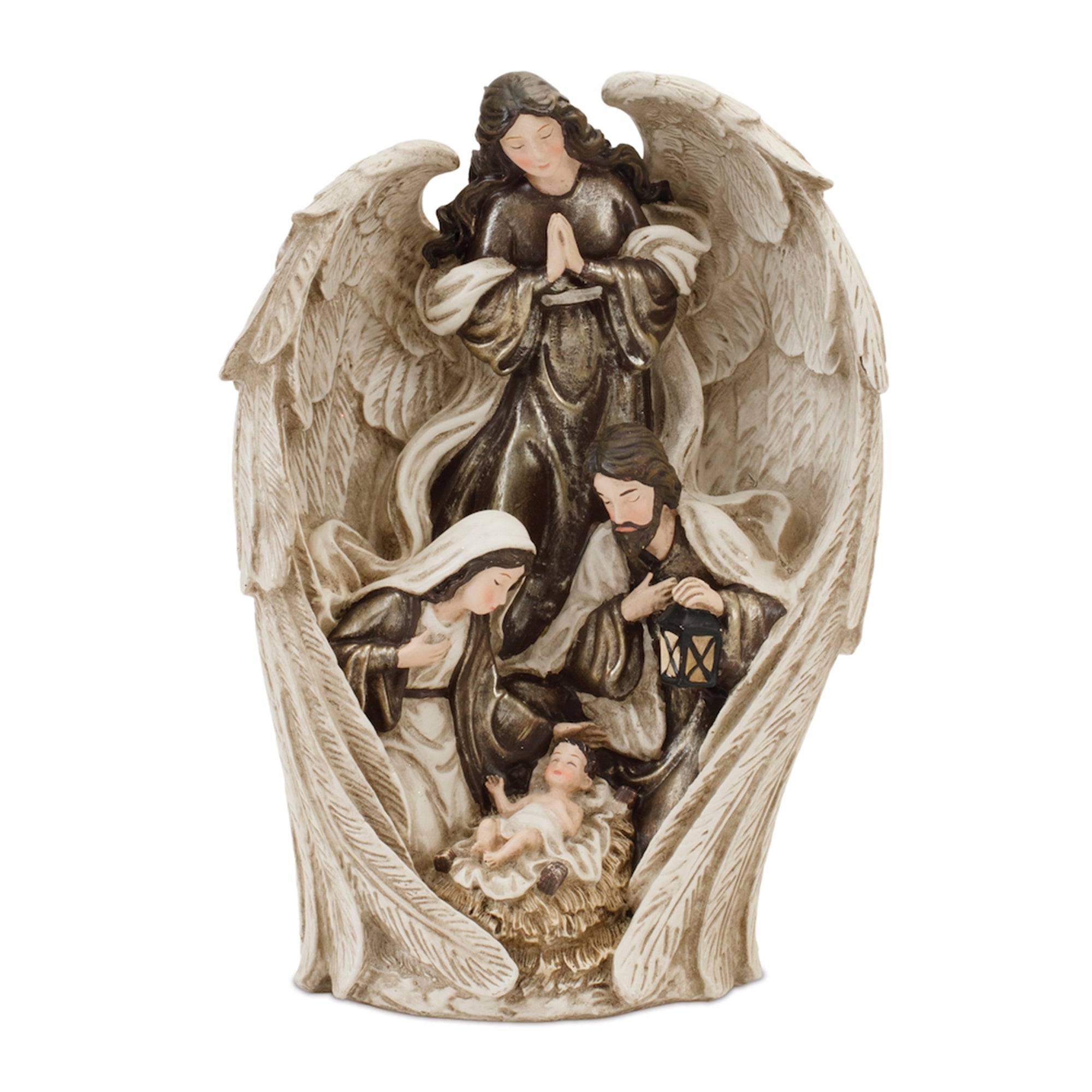 Holy Family Nativity with Angel 9.75"H