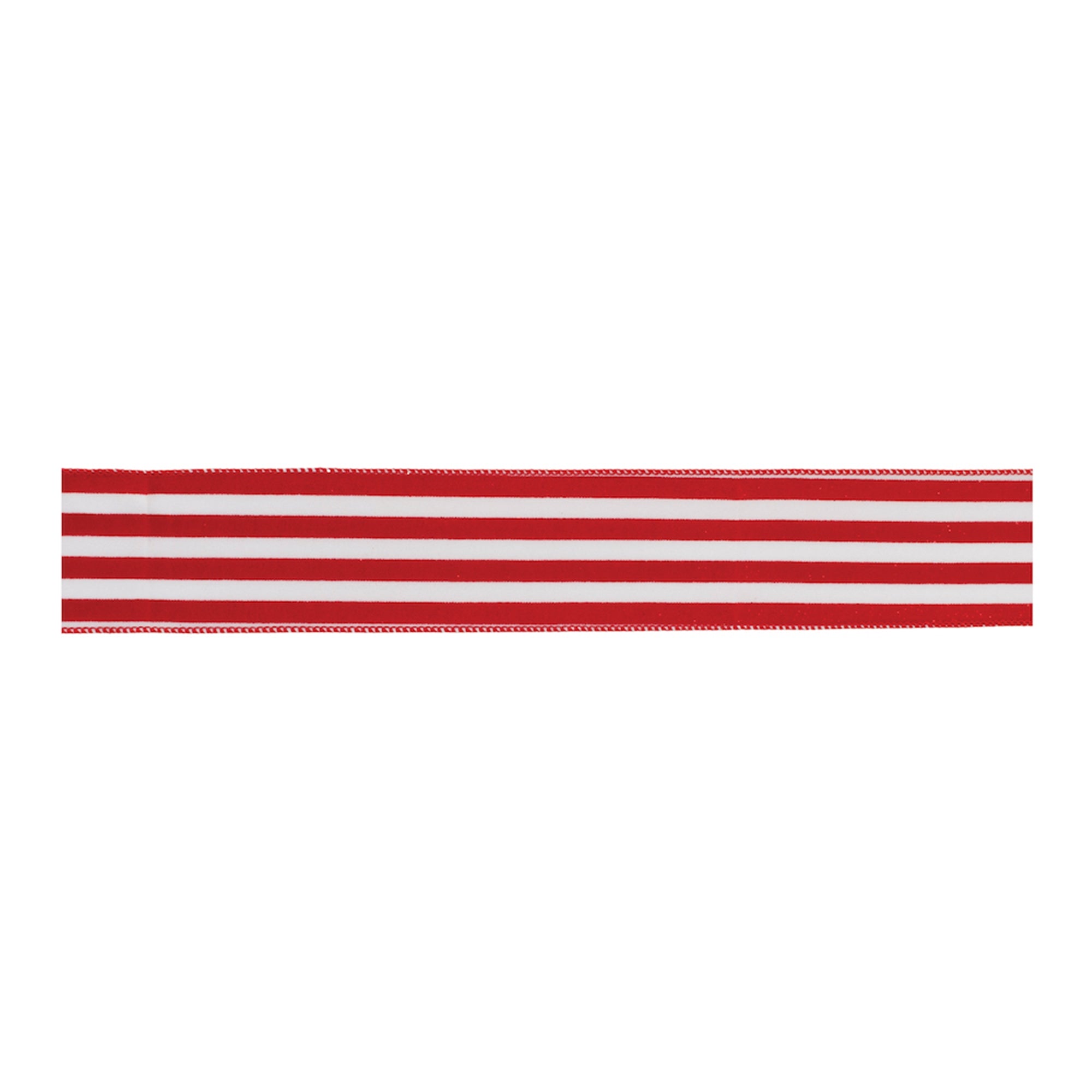 Red and White Stripe Wired Ribbon (Set of 2)