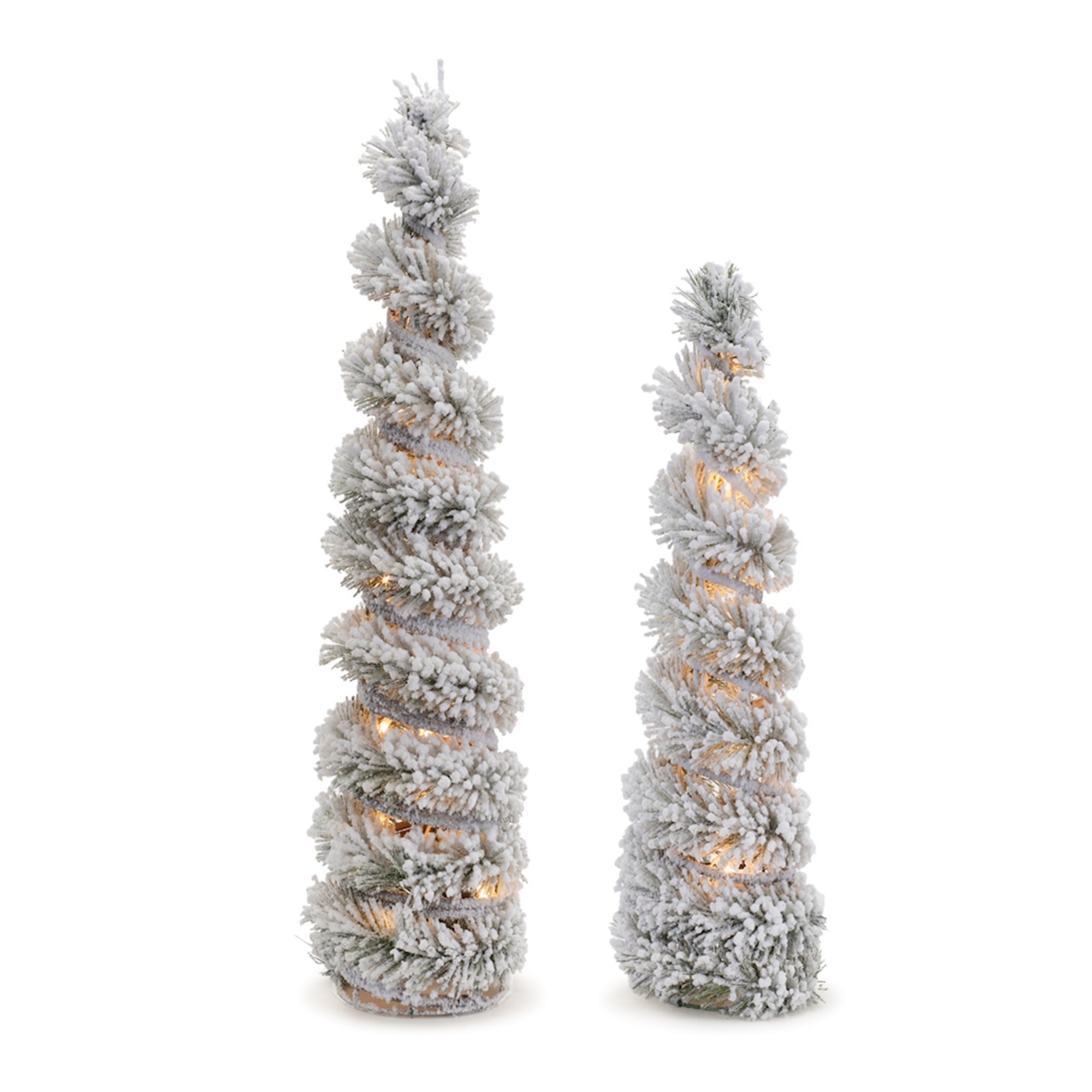 LED Flocked Swirl Pine Tree (Set of 2)