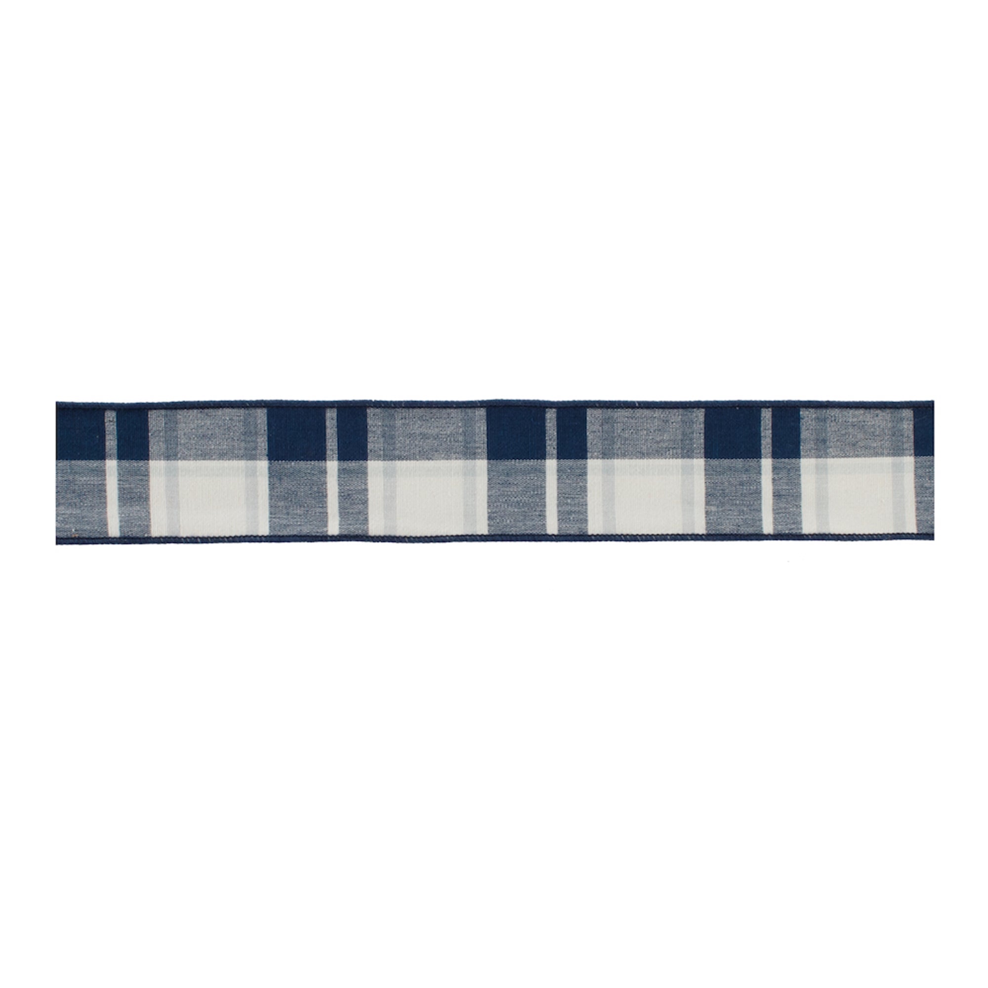 Navy Blue and White Plaid Wired Ribbon (Set of 2)