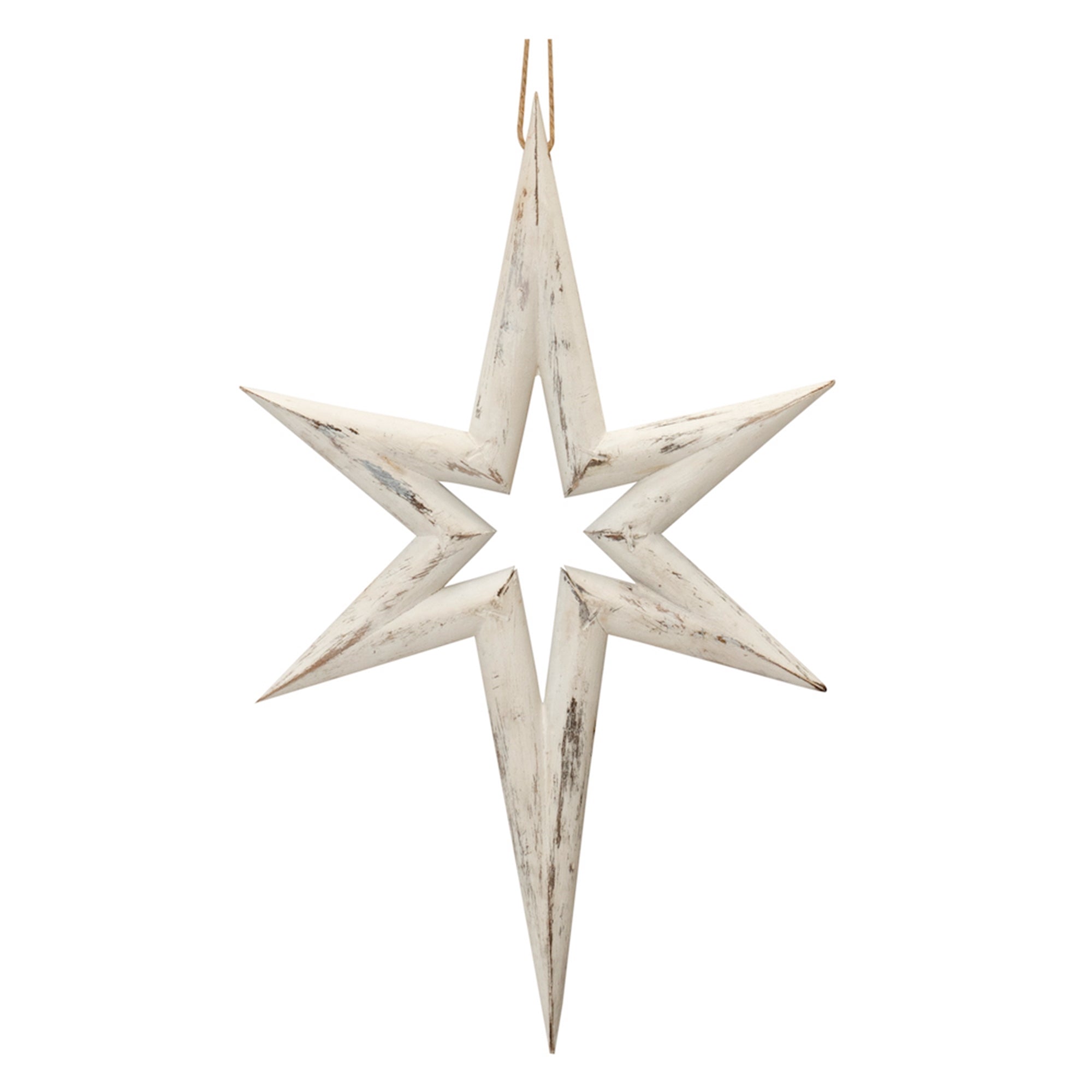 Distressed Eucalyptus Wood Star Ornament (Set of 6)