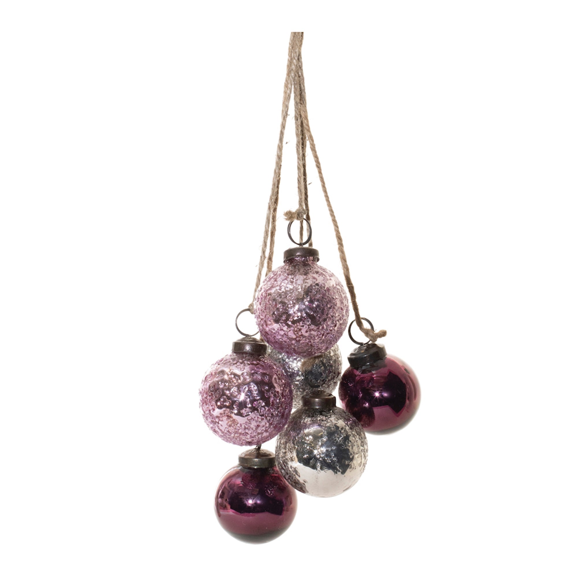 Purple Glass Ball Cluster Drop Ornament (Set of 2)