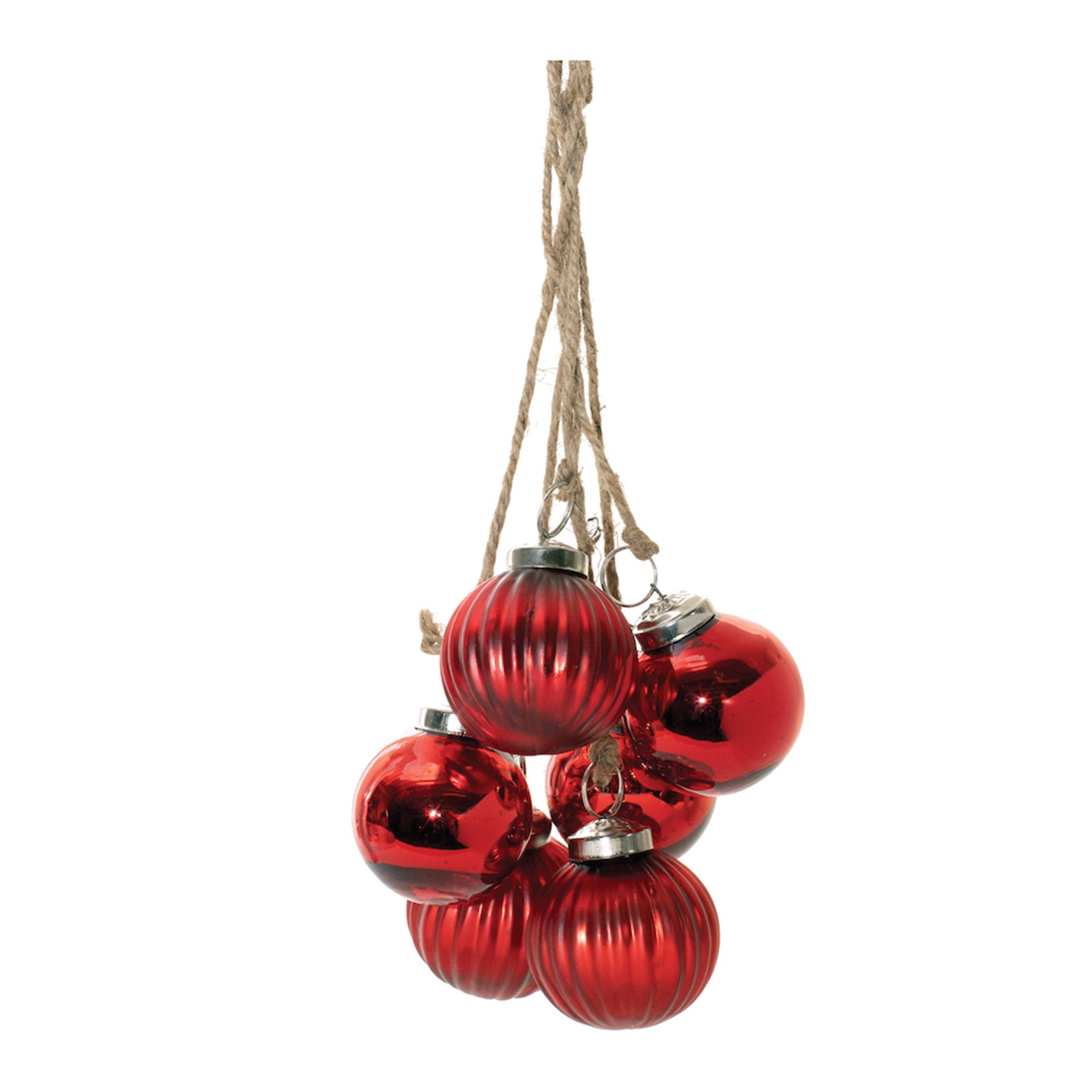 Red Glass Ball Cluster Drop Ornament (Set of 2)