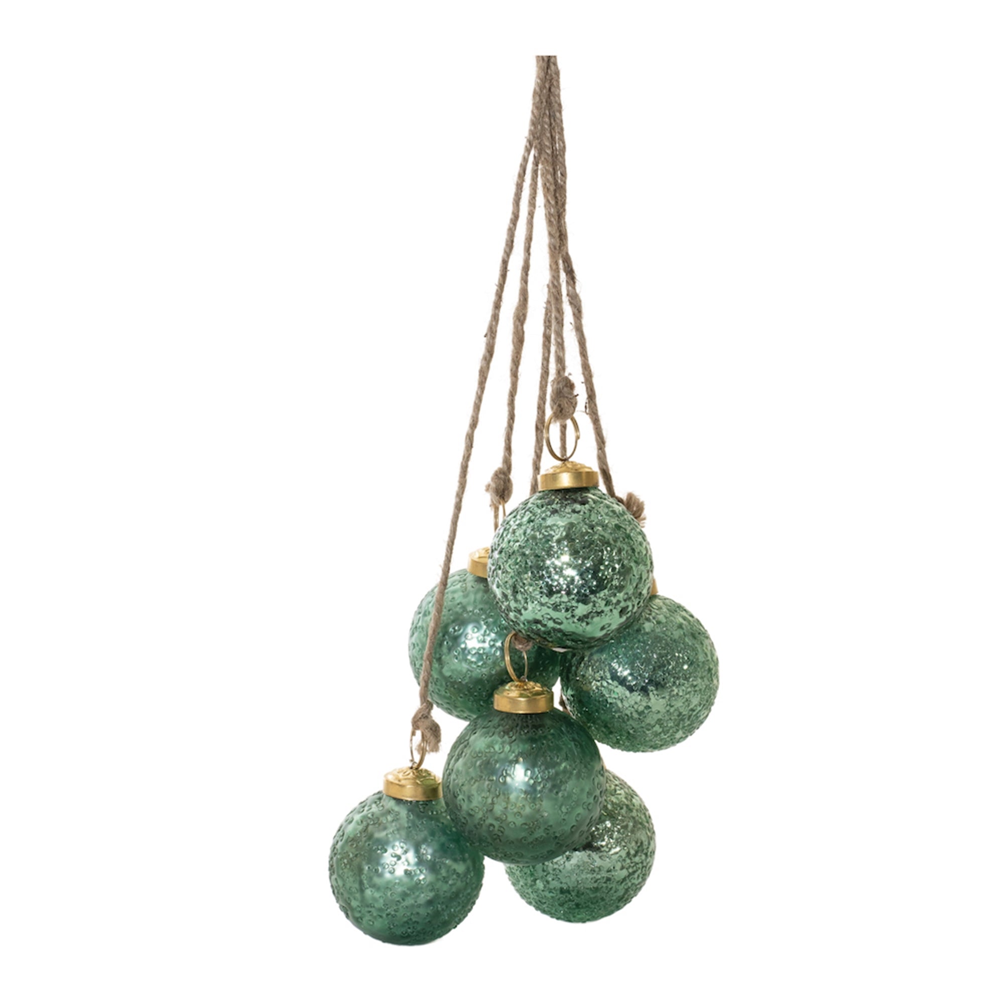 Green Glass Ball Cluster Drop Ornament (Set of 2)