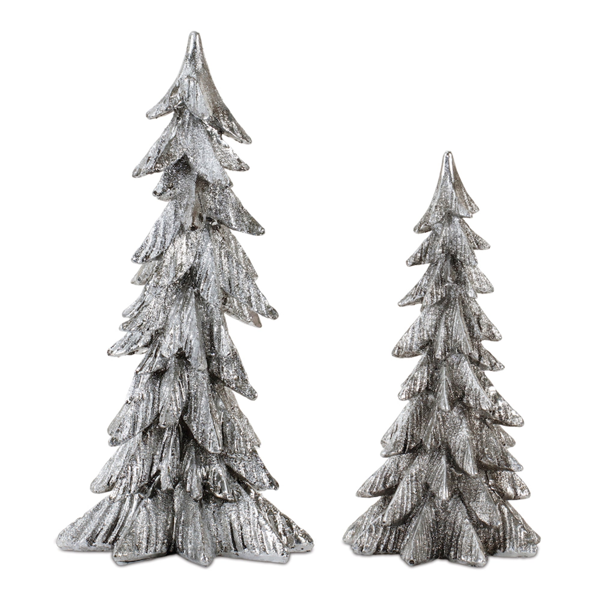 Glittered Silver Pine Tree (Set of 2)