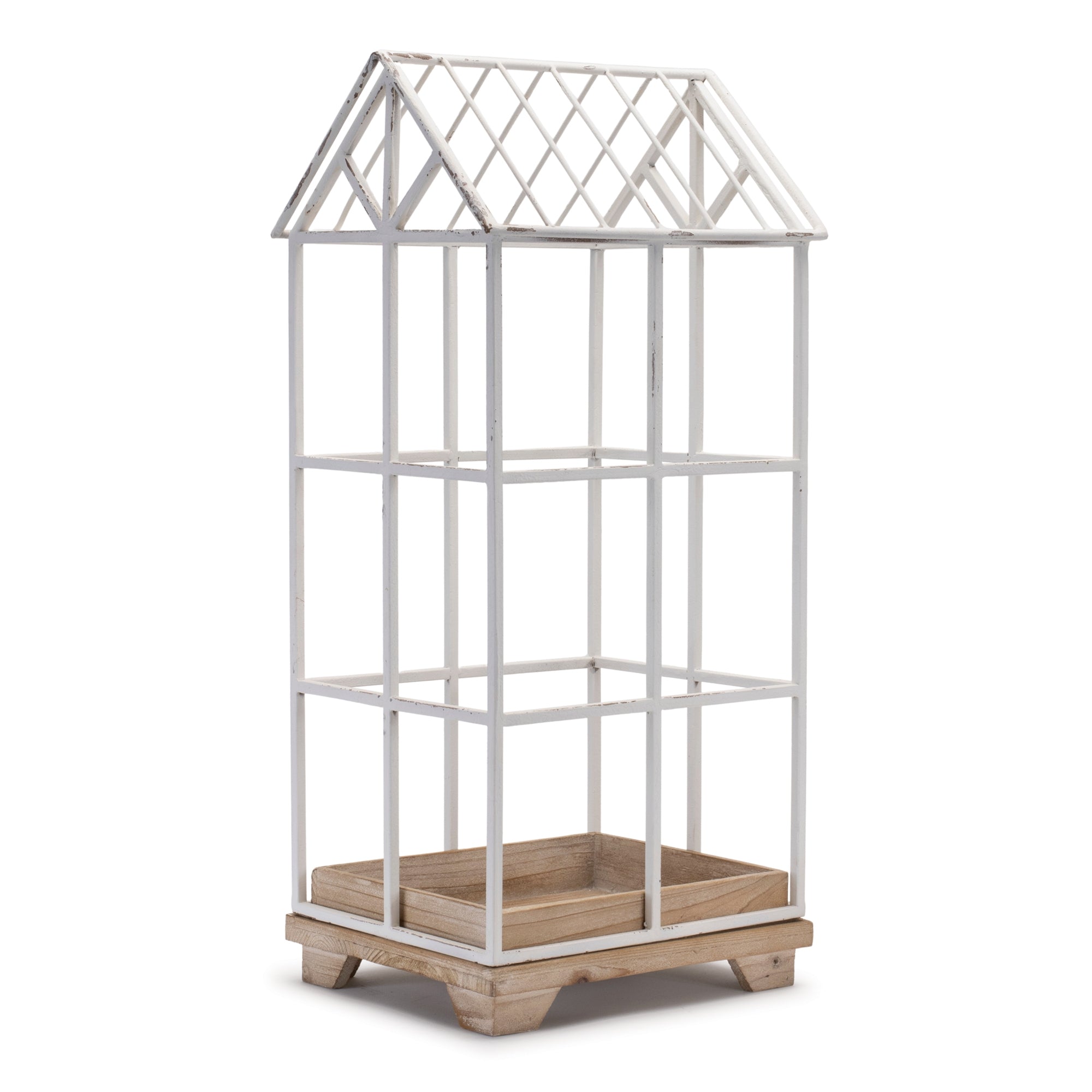 Iron Metal Greenhouse with Fir Wood Base 25.5"H