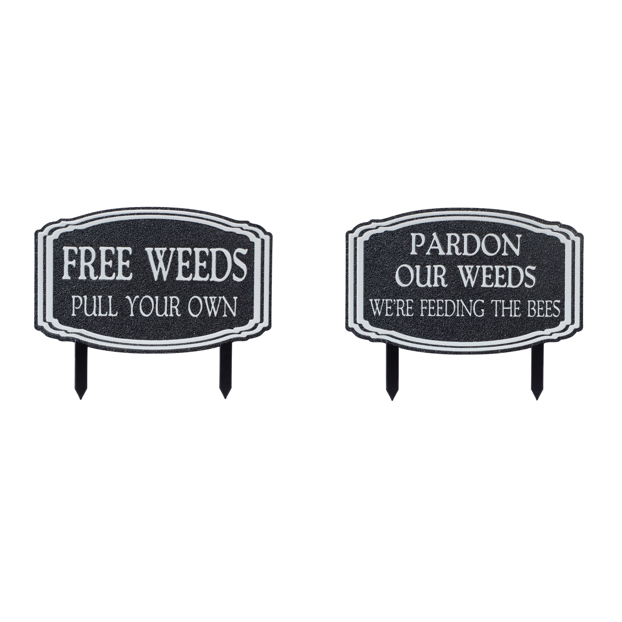 Metal Garden Weeds Stake Sign (Set of 2)
