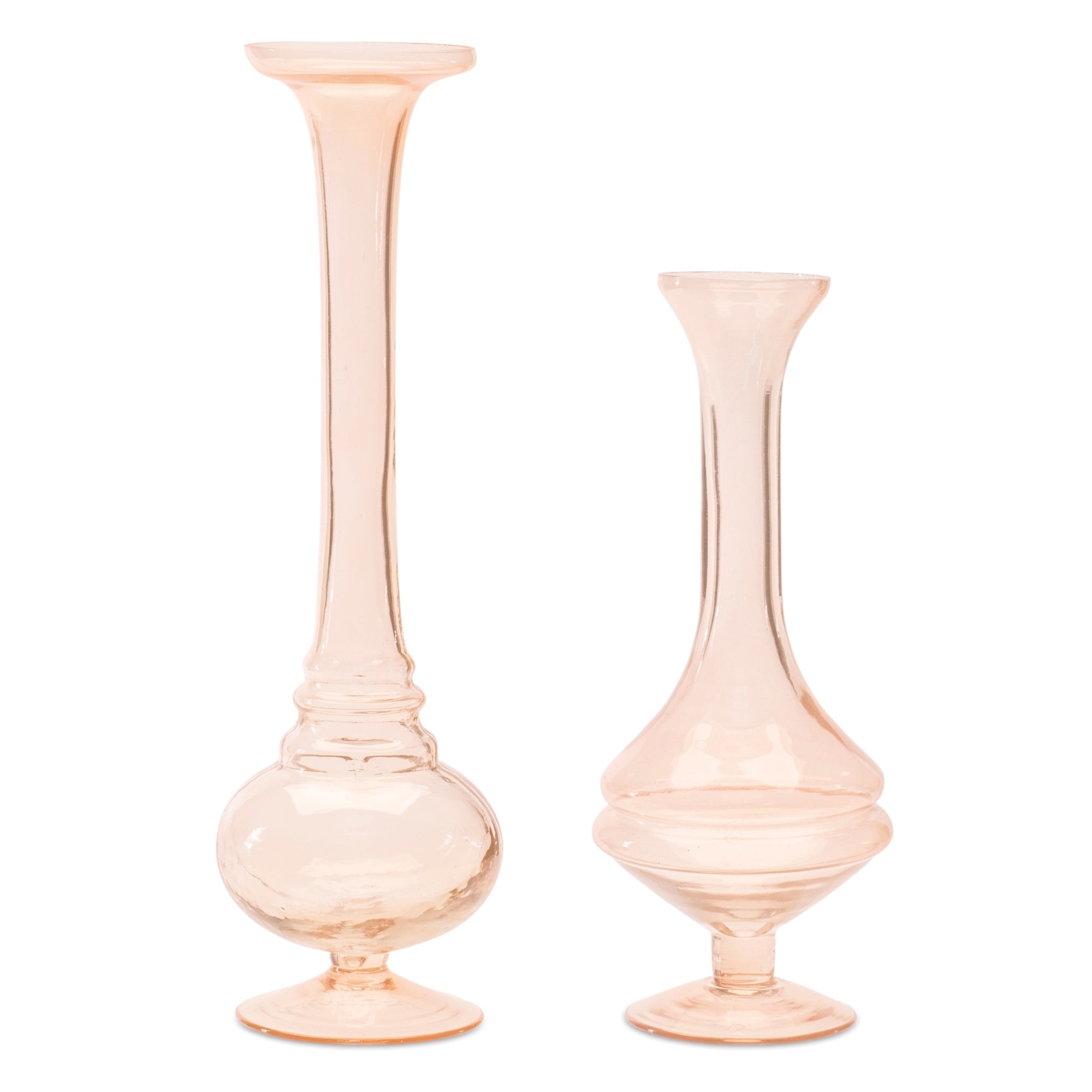 Pink Glass Stem Vase (Set of 2)